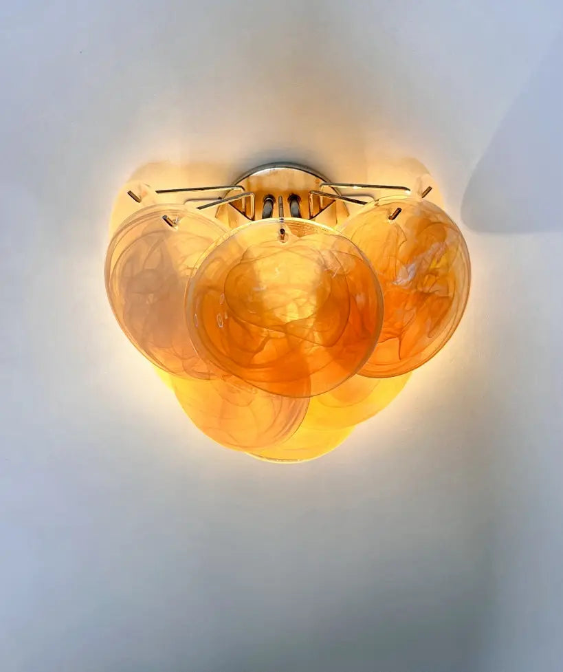 Murano Vegglampe | 10 Alabaster Gull Diskglass | 1 par