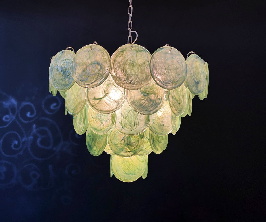 Murano Lysekrone – 57 Grønne Glassdisker – detalj 5 – Murano Classics