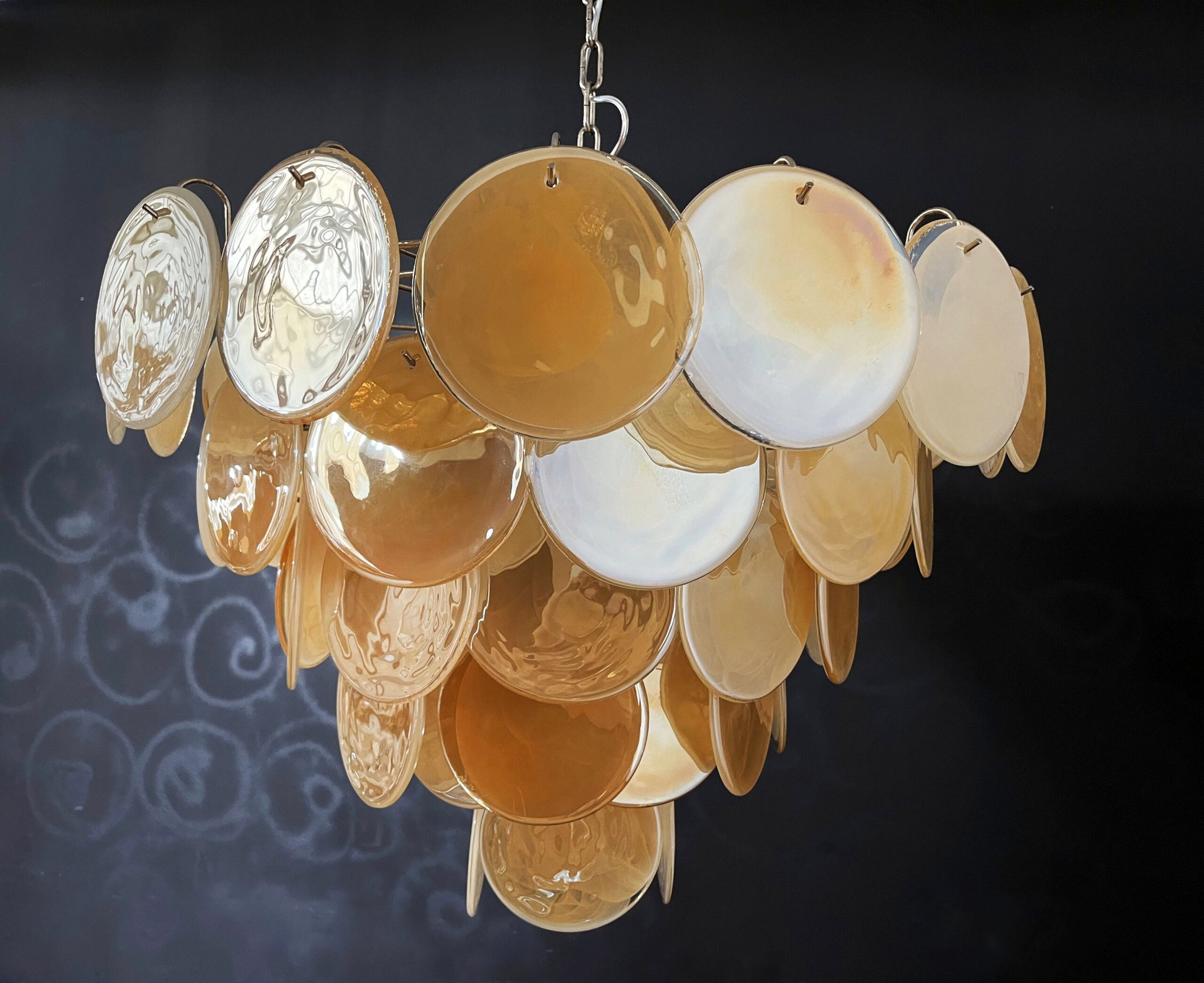 Murano Lysekrone – 57 Gule Glassdisker – detalj 2 – Murano Classics