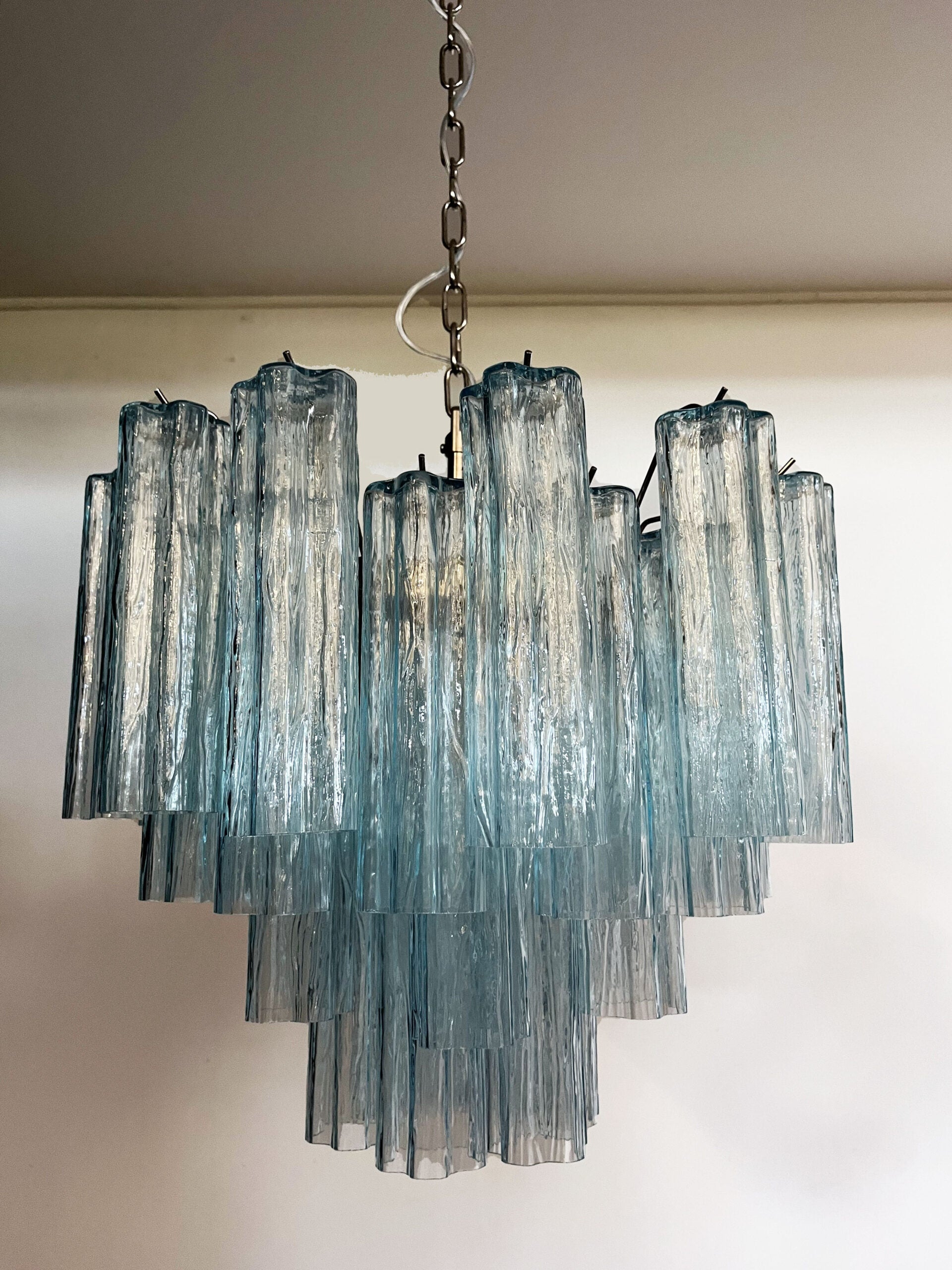 Murano Lysekrone – 36 Blå Glassrør – detalj 2 – Murano Classics