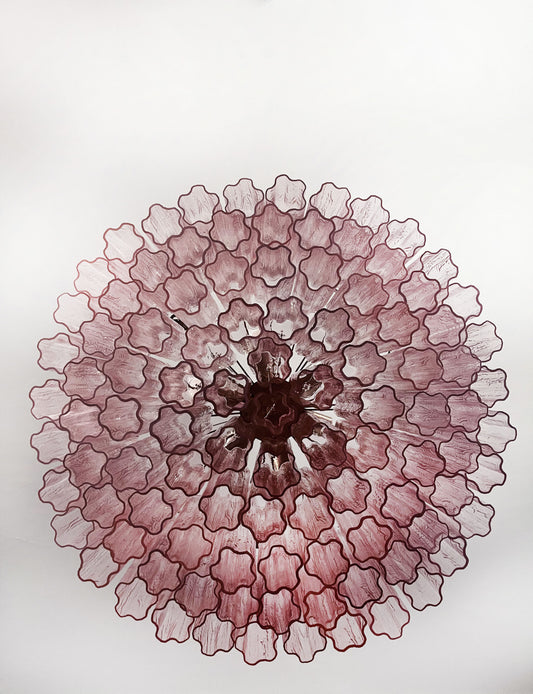 Murano Lysekrone | 101 Rosa Glassrør