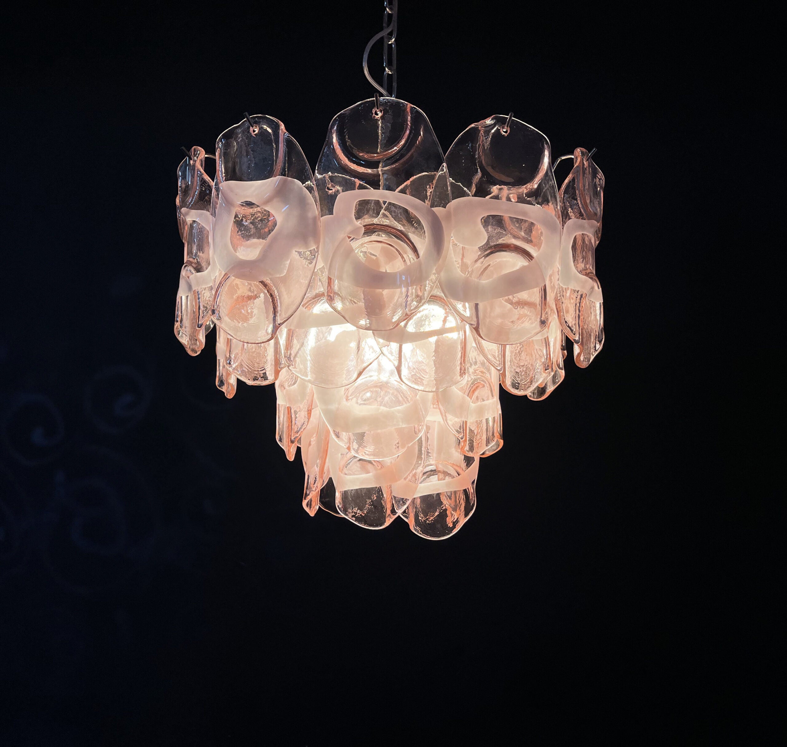 Murano Lysekrone – 36 Rosa Crostoliglass – detalj 2 – Murano Classics