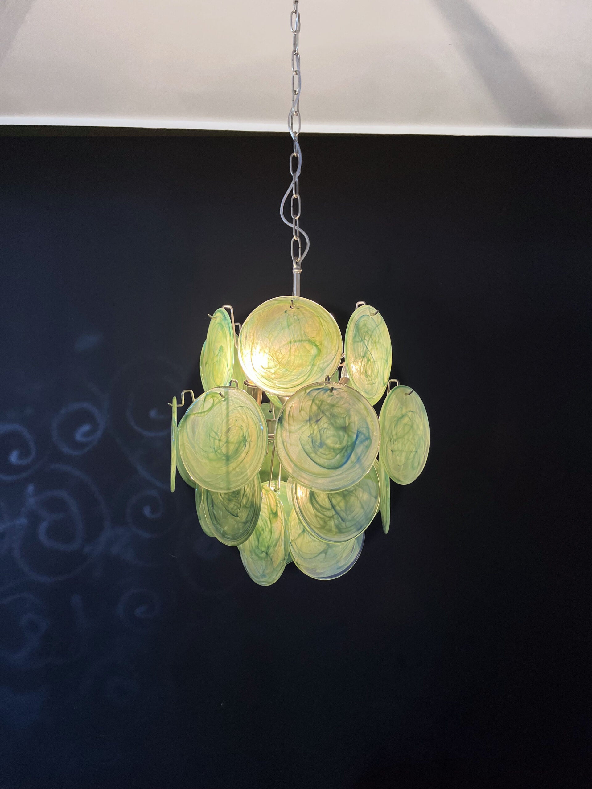Murano Lysekrone – 24 Grønne Glassdisker – detalj 6 – Murano Classics