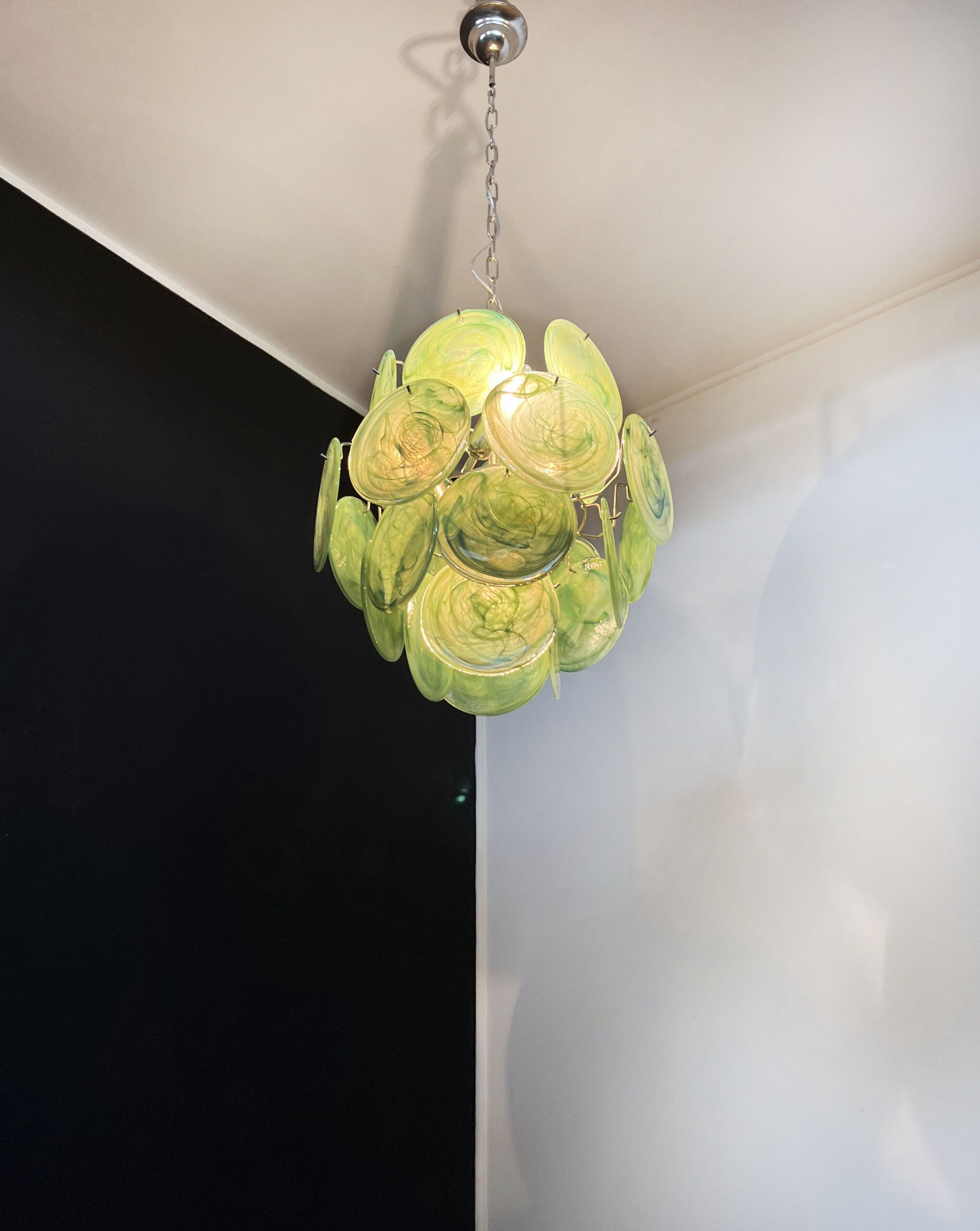 Murano Lysekrone – 24 Grønne Glassdisker – detalj 3 – Murano Classics