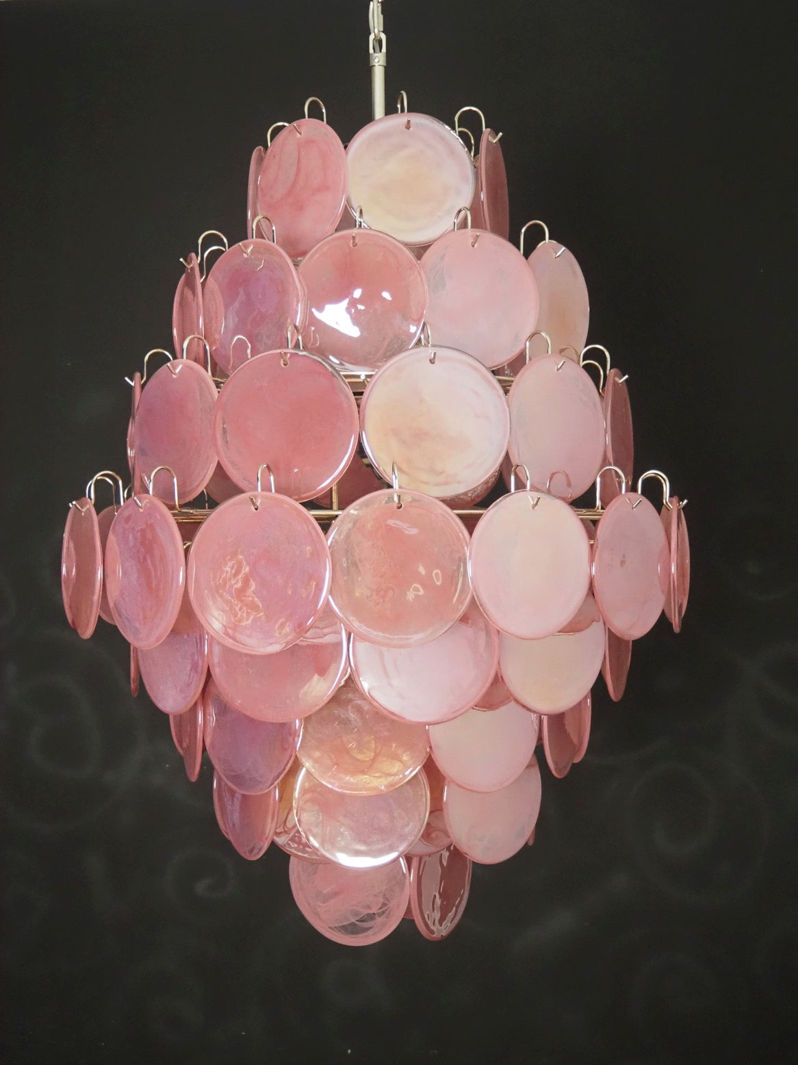 Murano Lysekrone – 87 Rosa Glassdisker – detalj 5 – Murano Classics