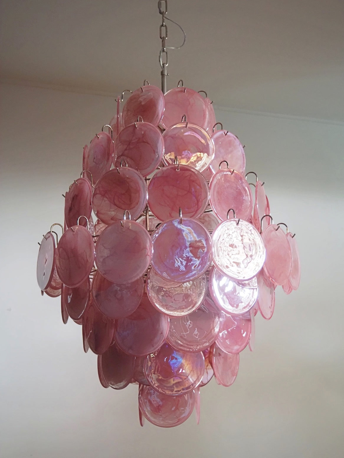 Murano Lysekrone – 87 Rosa Glassdisker – Murano Classics