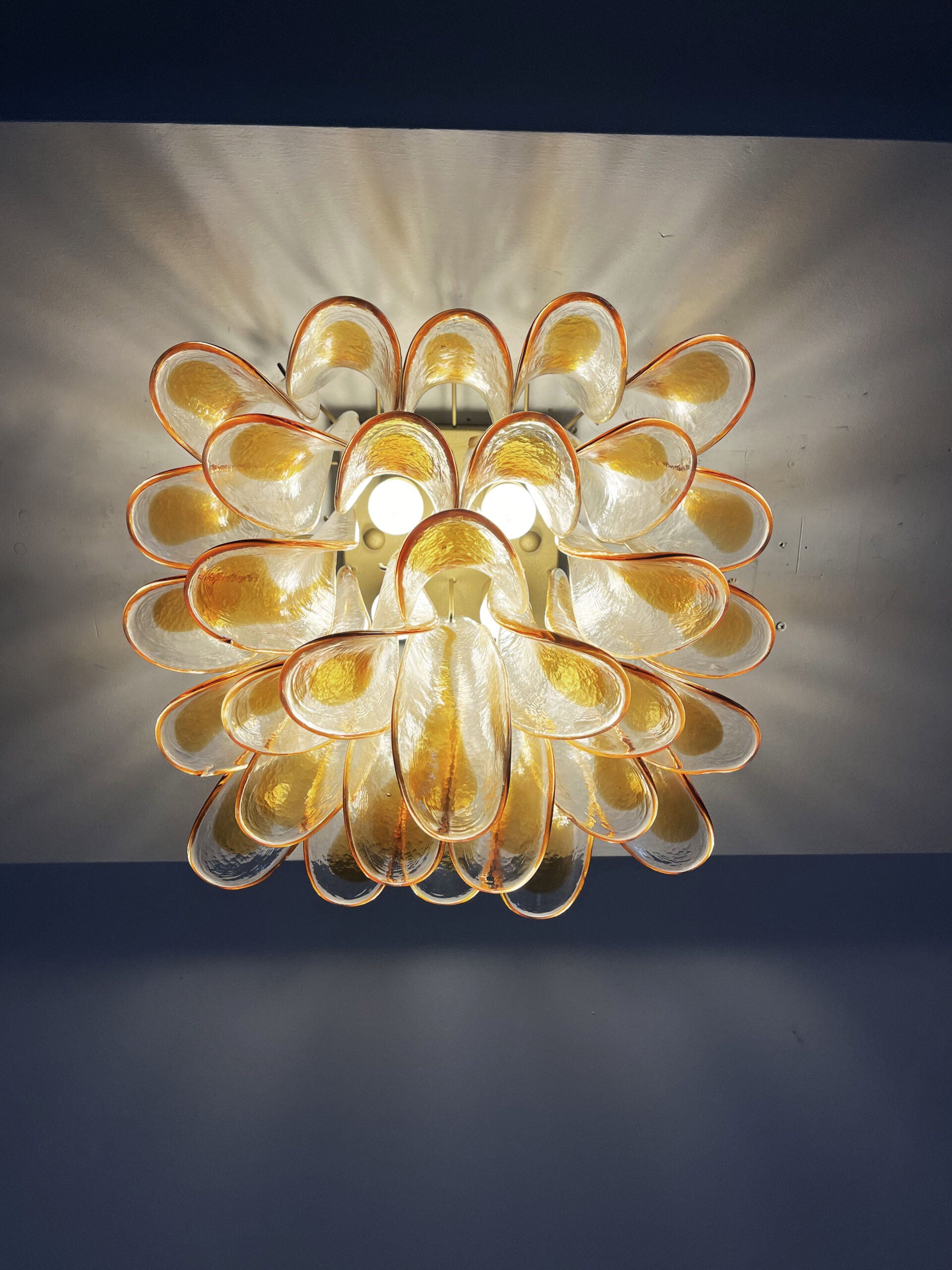 Murano Taklampe – 32 Klar, Gul Konglebladglass – detalj 10 – Murano Classics
