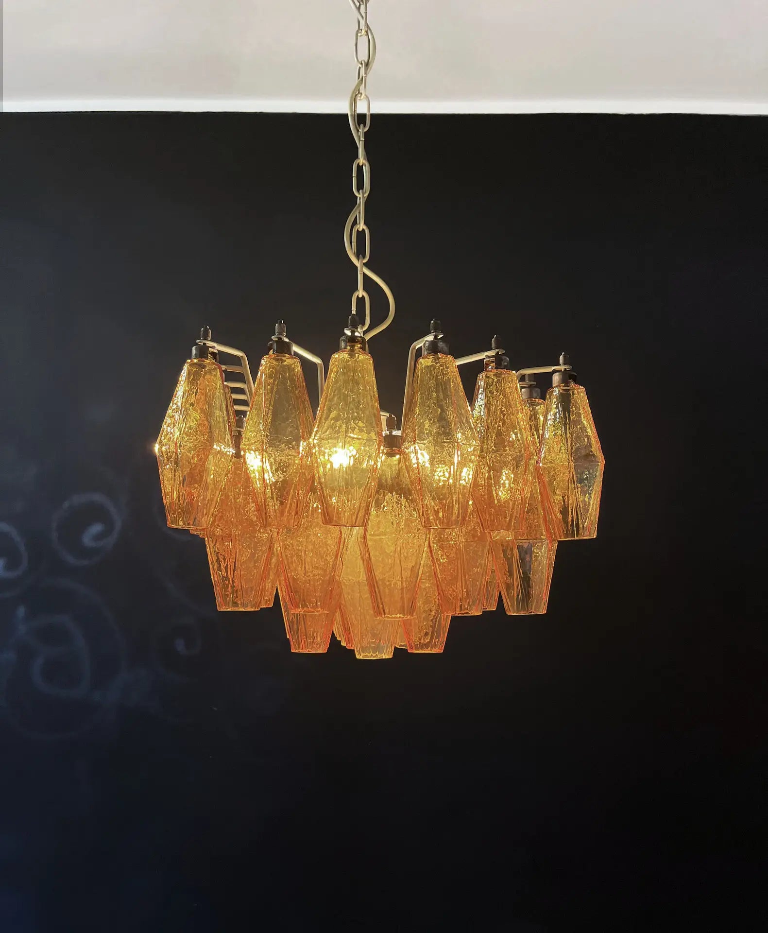 Murano Lysekrone – 56 Gule Poliedriglass – detalj 9 – Murano Classics