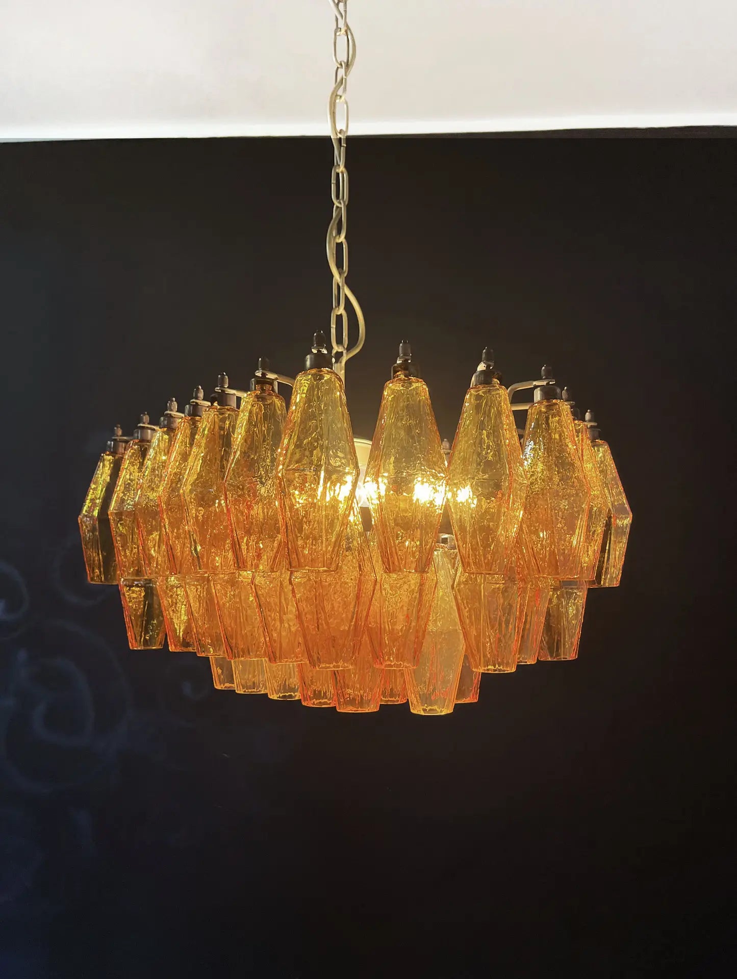 Murano Lysekrone – 56 Gule Poliedriglass – detalj 5 – Murano Classics