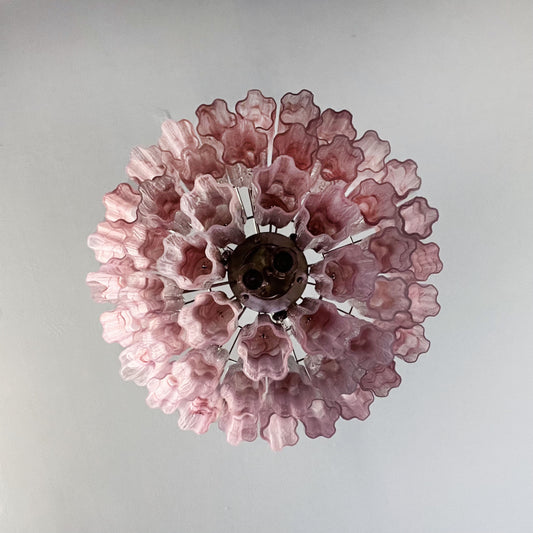 Murano Lysekrone | 48 Rosa Alabaster Glassrør
