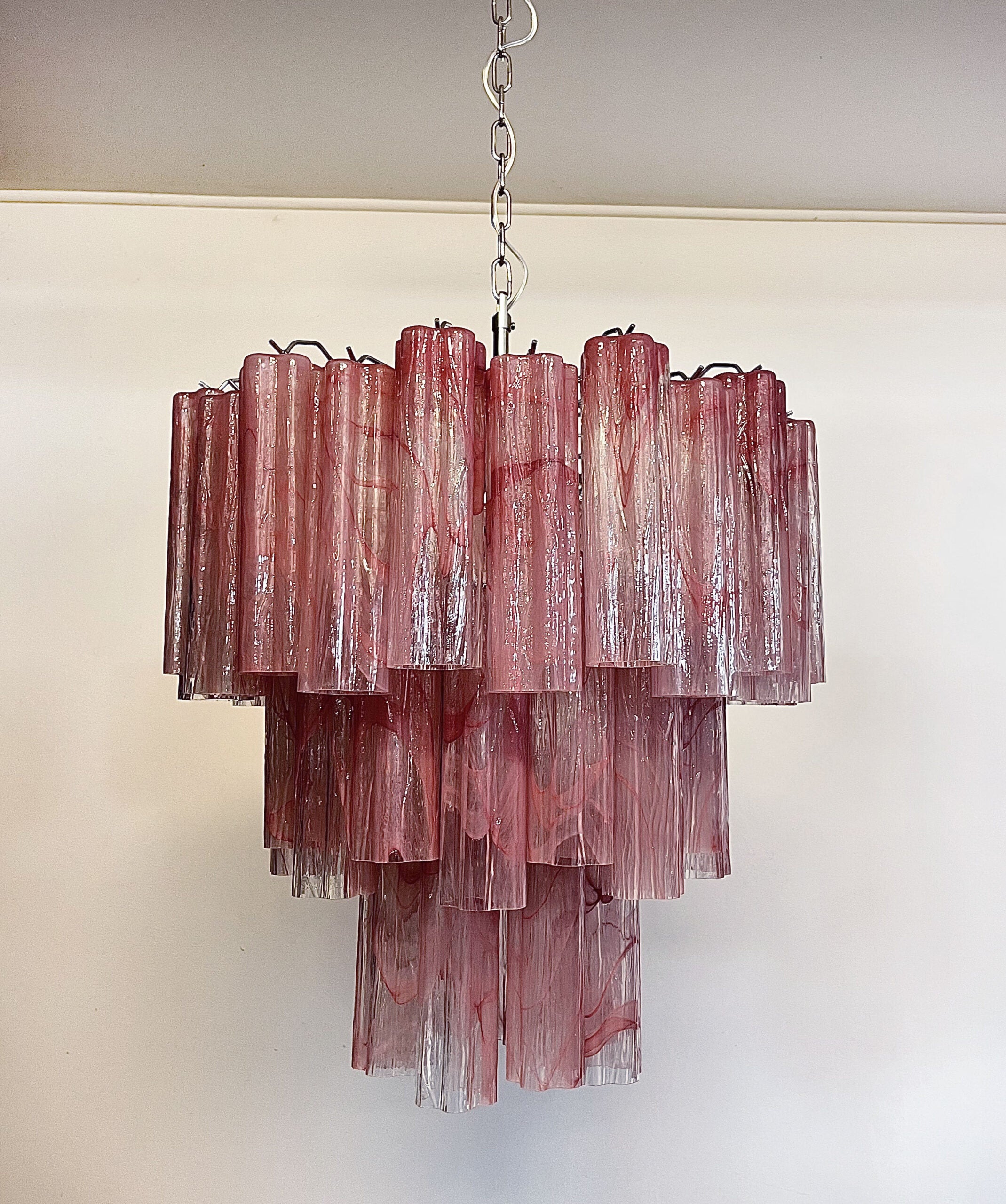 Murano Lysekrone – 48 Rosa Alabaster Glassrør – detalj 5 – Murano Classics