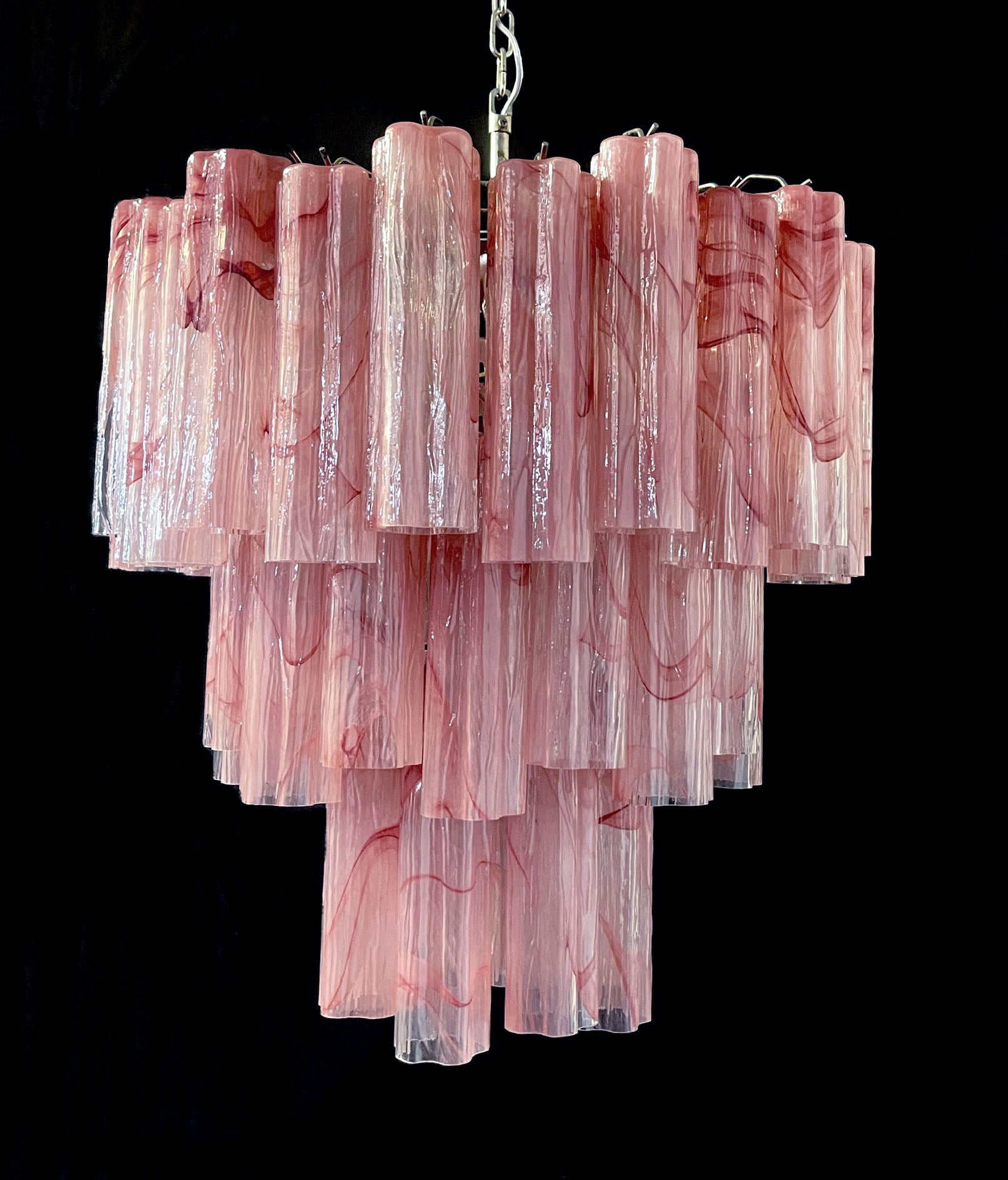 Murano Lysekrone – 48 Rosa Alabaster Glassrør – detalj 6 – Murano Classics