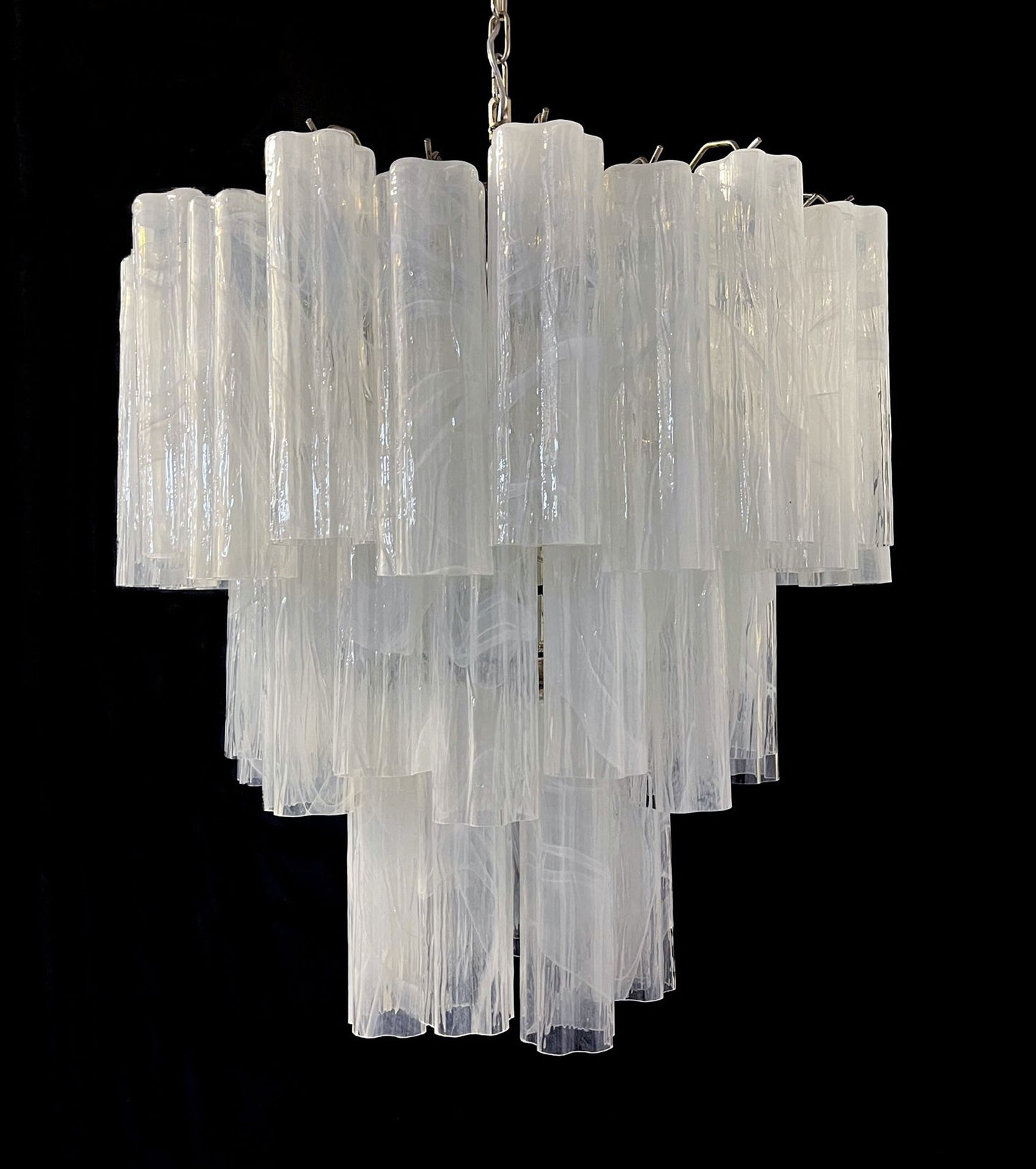 Murano Lysekrone | 48 Hvit Alabaster Glassrør