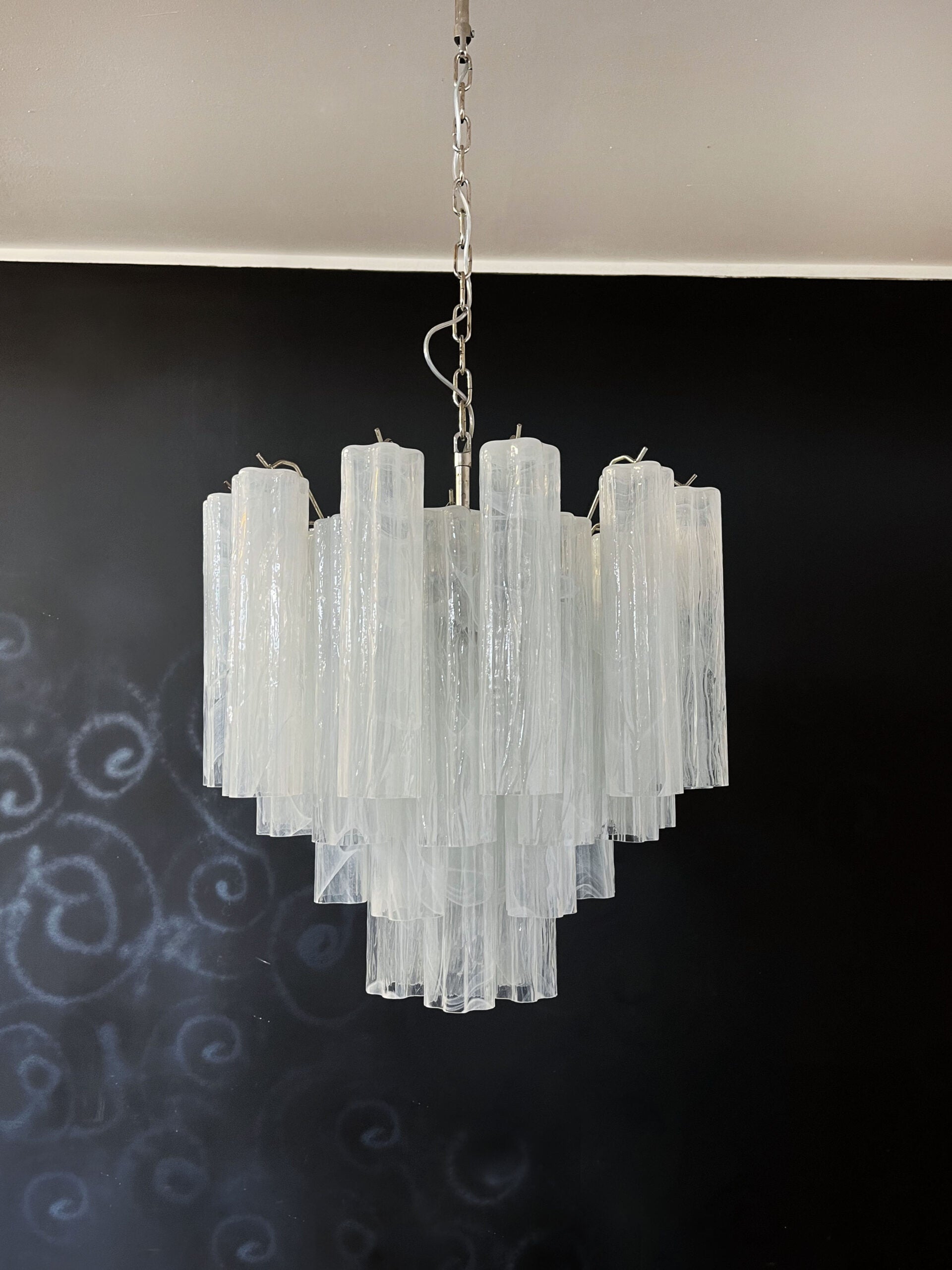 Murano Lysekrone – 36 Hvite Alabaster Glassrør – detalj 4 – Murano Classics