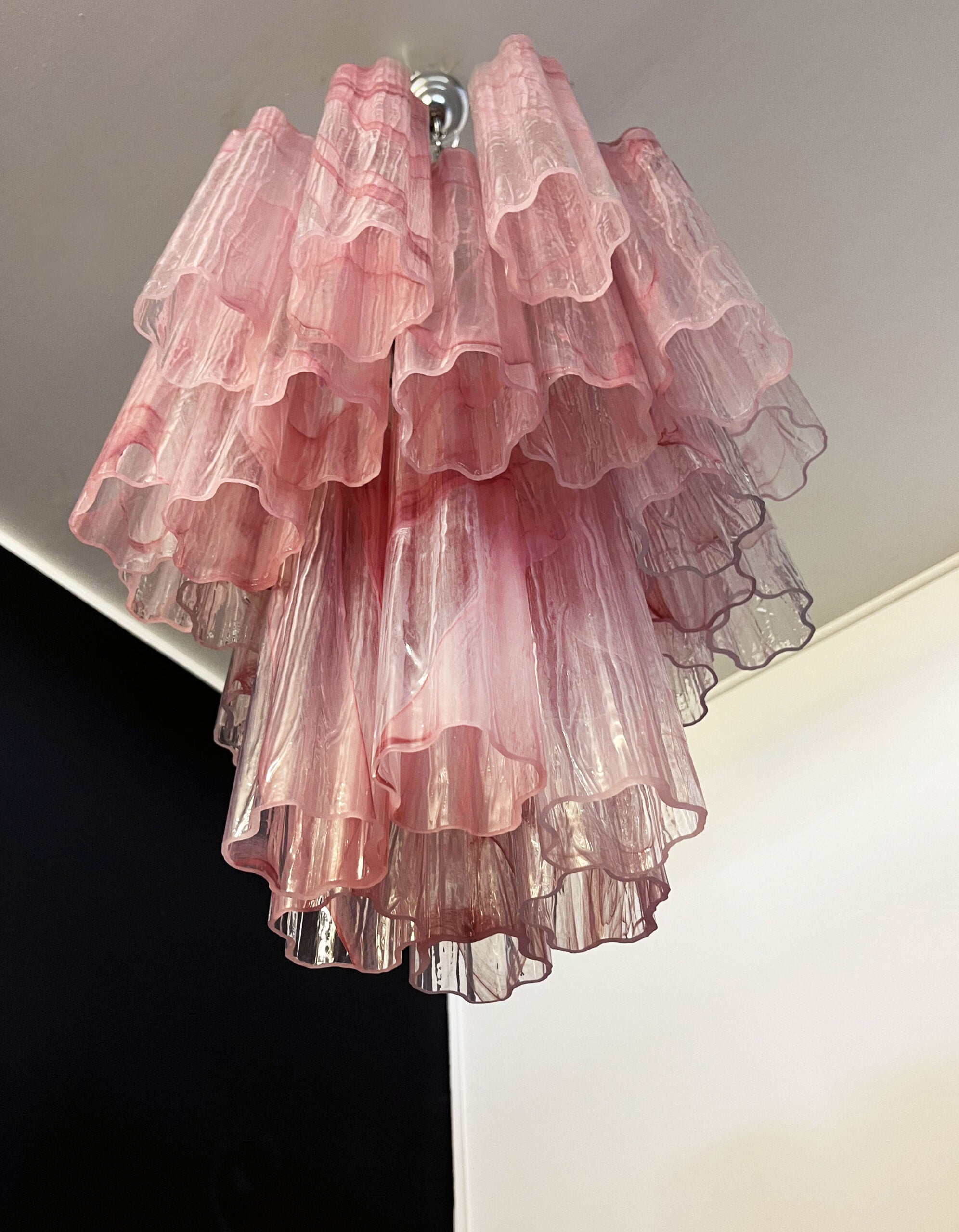 Murano Lysekrone – 30 Rosa Alabaster Glassrør – detalj 4 – Murano Classics