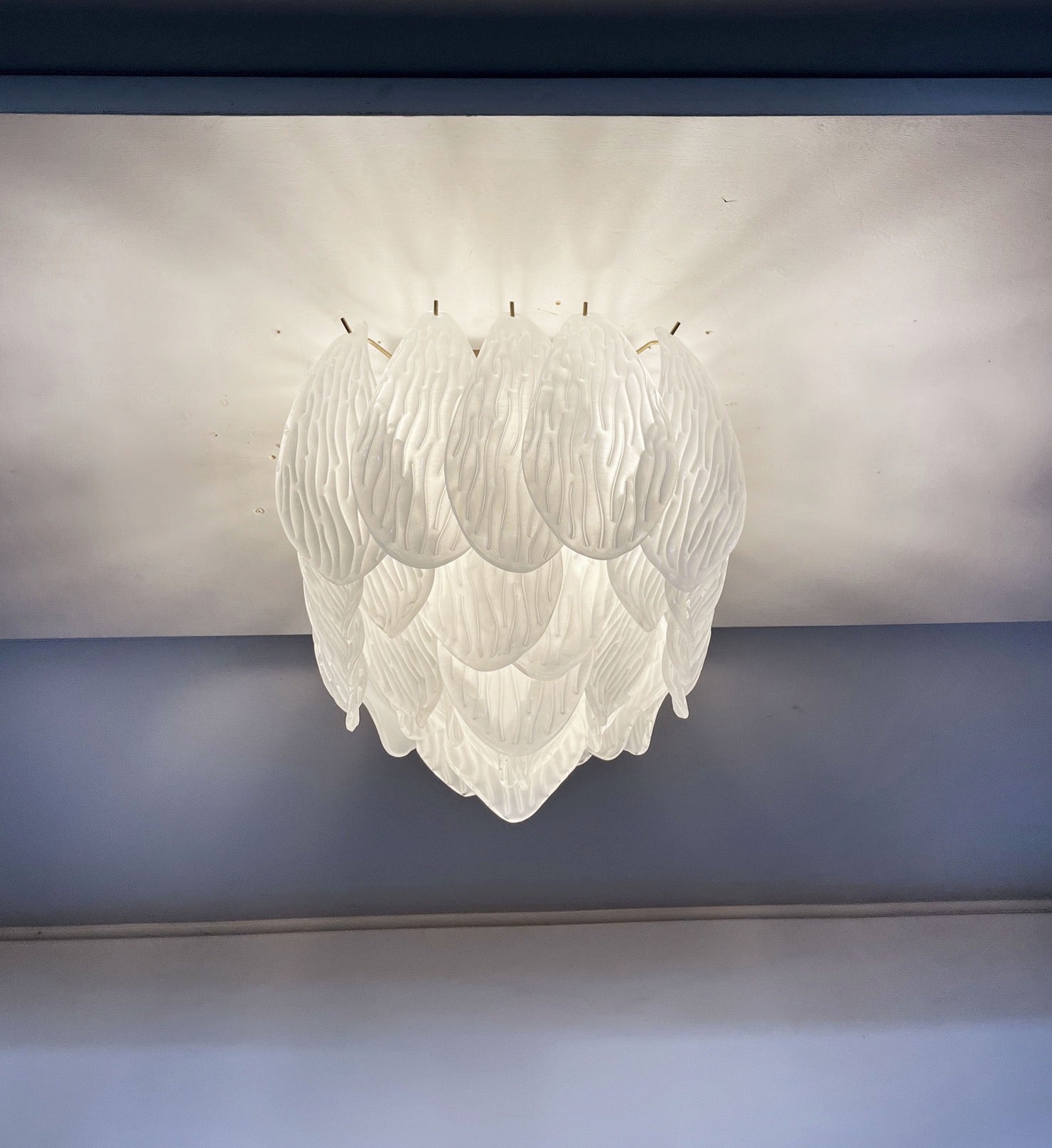 Murano Lysekrone – 32 Gule Konglebladglass – detalj 6 – Murano Classics