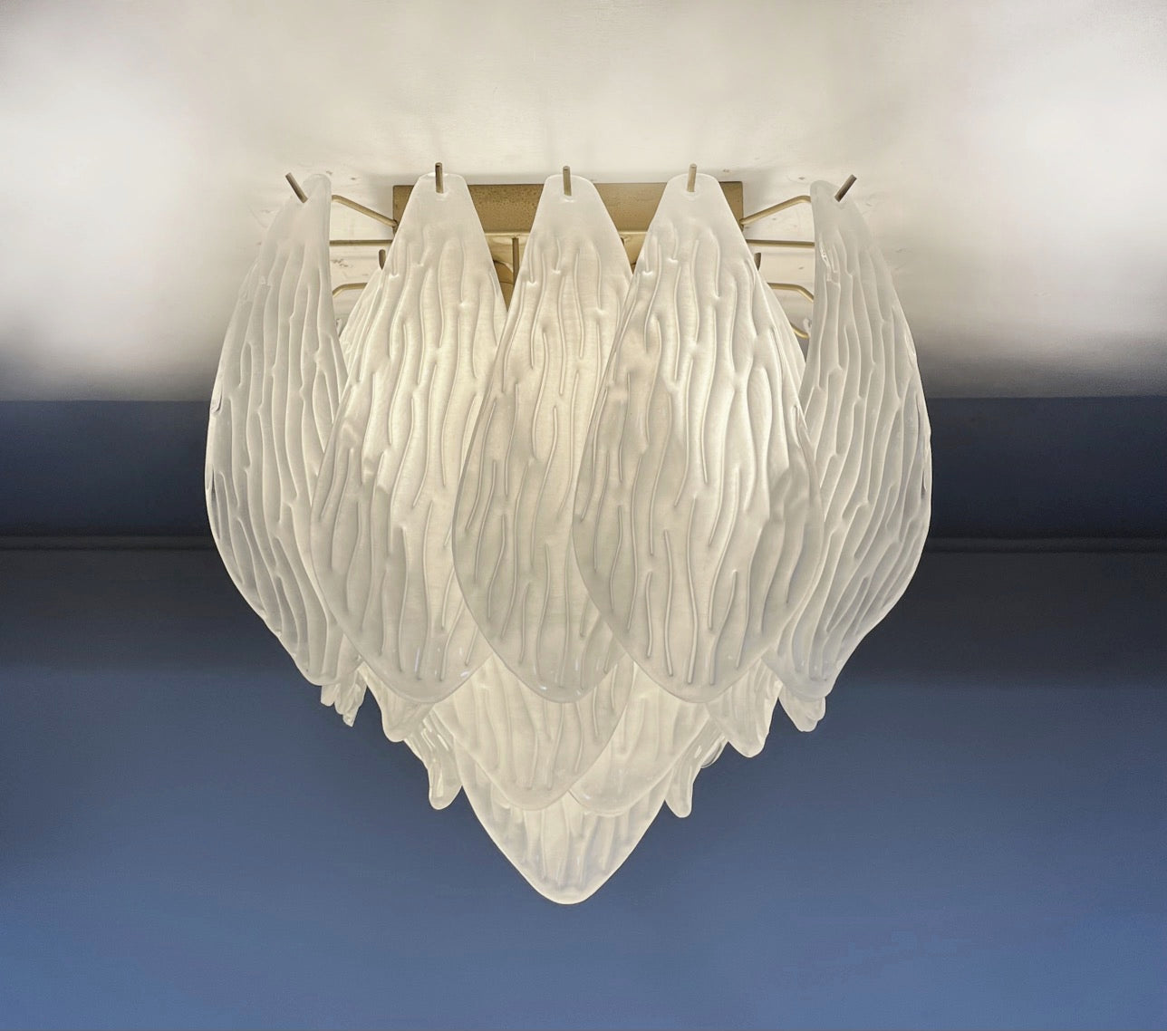Murano Lysekrone – 32 Gule Konglebladglass – detalj 2 – Murano Classics