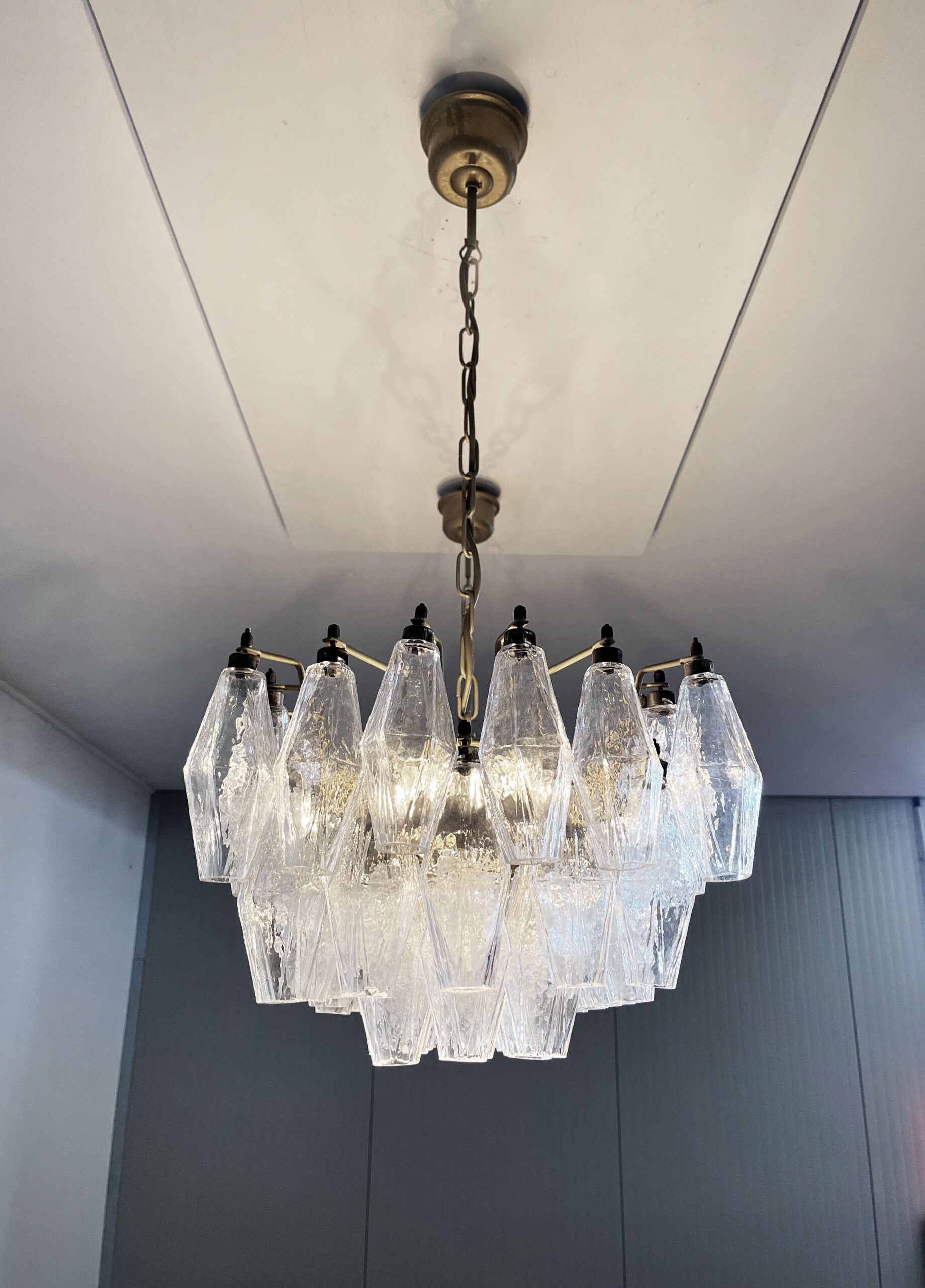 Murano Lysekrone – 138 Klare Poliedriglass – detalj 2 – Murano Classics