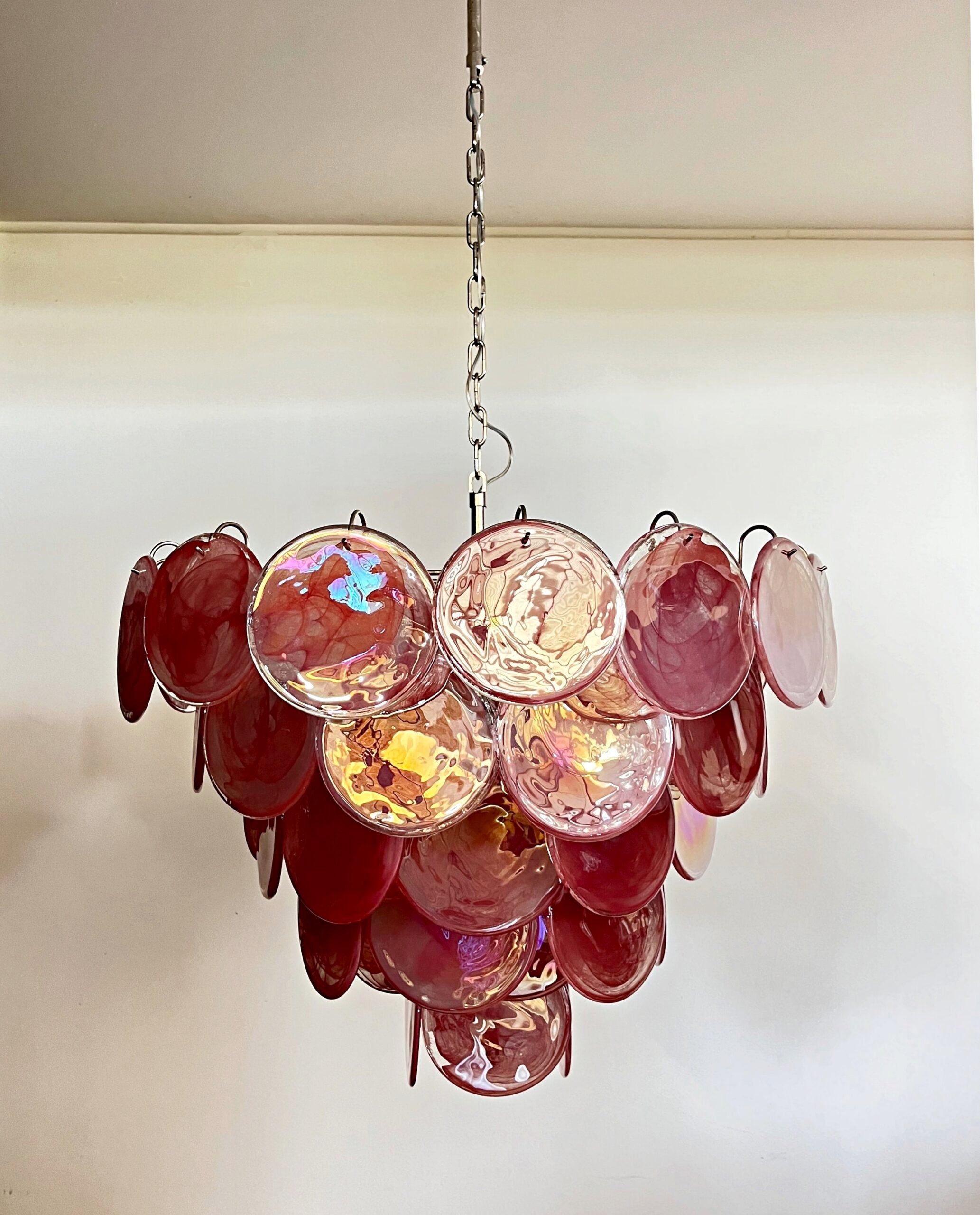 Murano Lysekrone – 57 Rosa Glassdisker – detalj 2 – Murano Classics