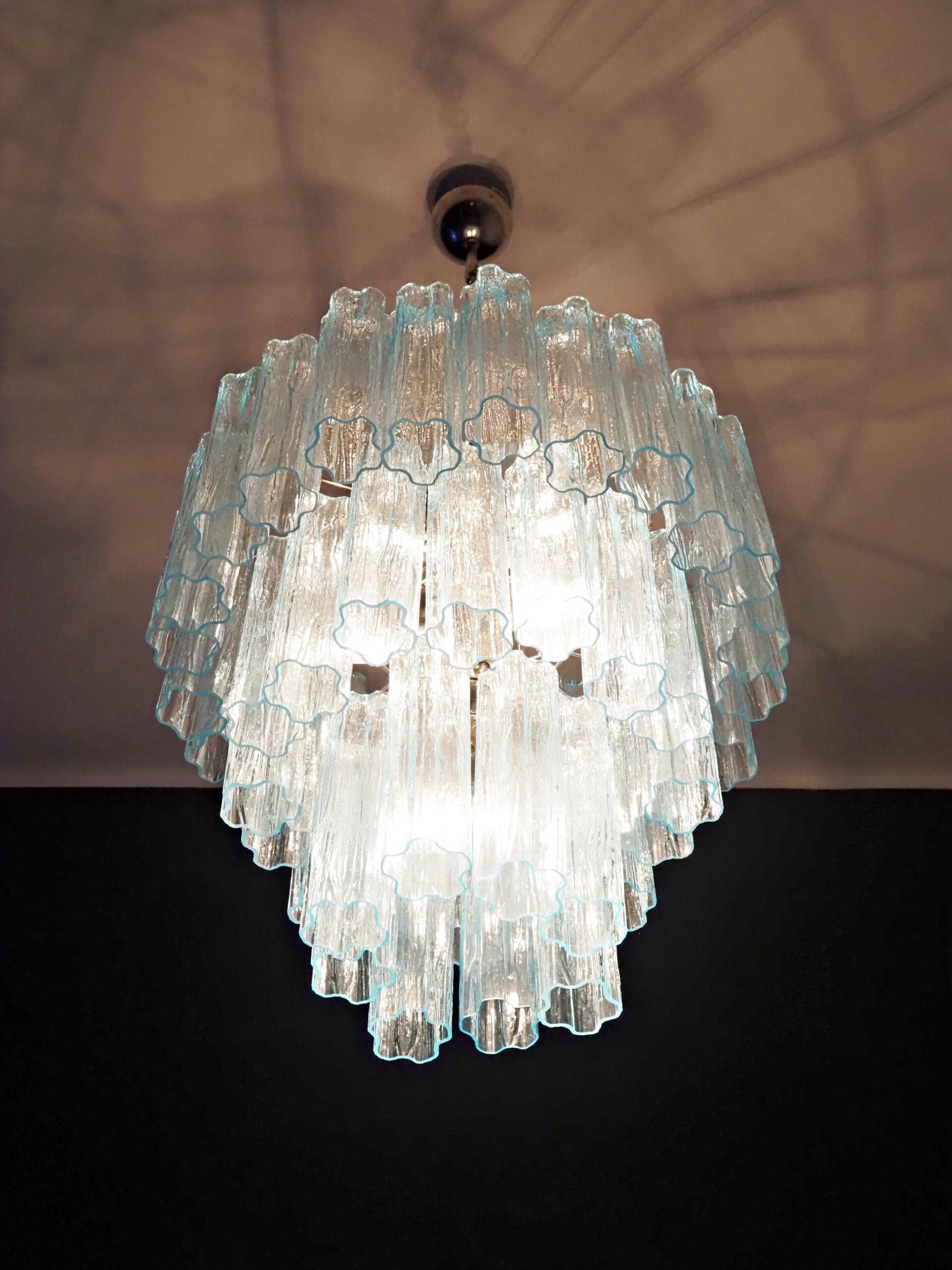 Murano Lysekrone – 48 Blå Glassrør – detalj 5 – Murano Classics