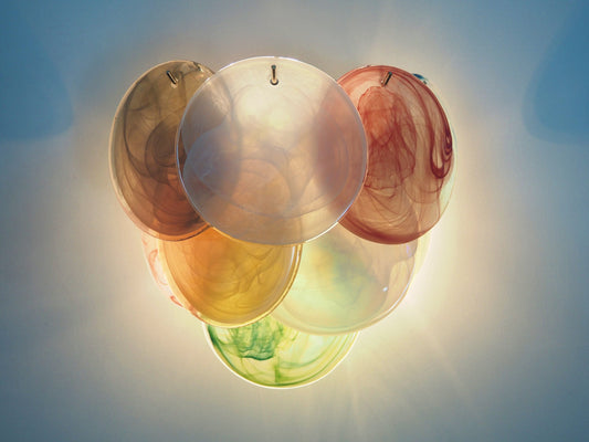 Murano Vegglampe | 10 Multifarge Diskglass | 1 par