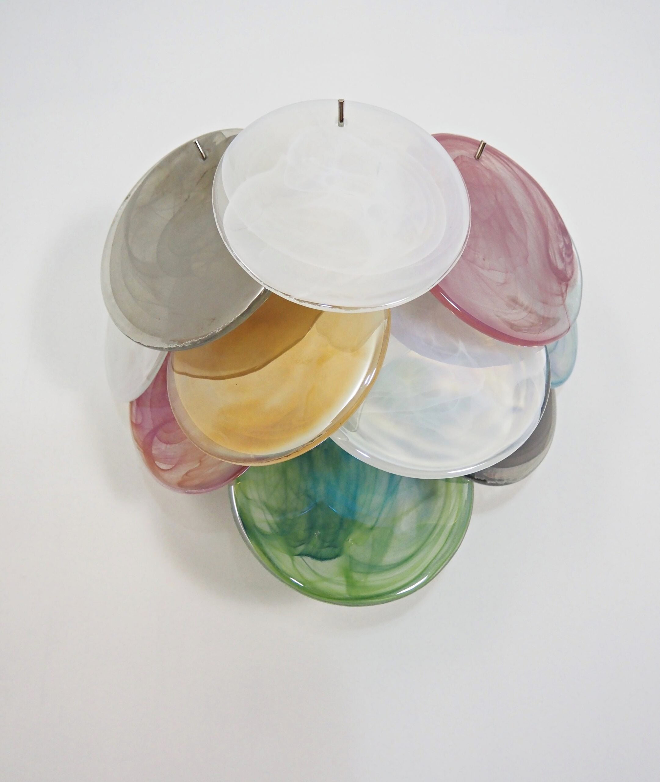 Murano Vegglampe – 10 Multifarge Diskglass – 2 stk – detalj 2 – Murano Classics