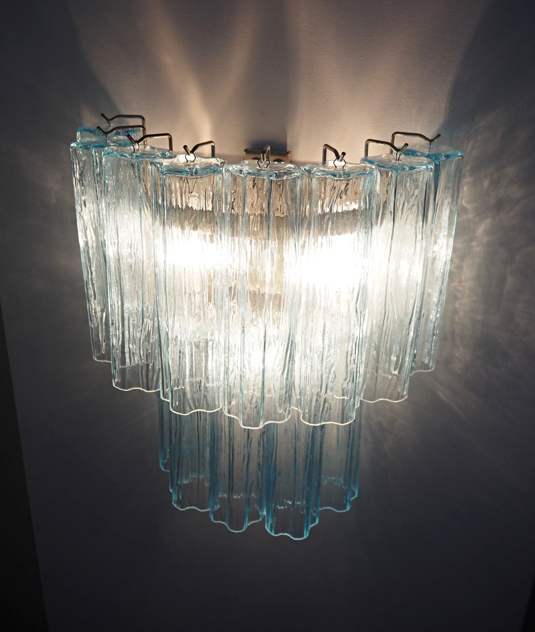 Murano Vegglampe – 13 Blå Glassrør – 2 stk – detalj 6 – Murano Classics