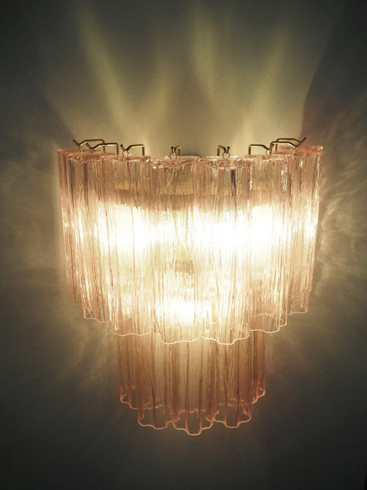 Murano Vegglampe | 13 Rosa Glassrør | 1 par