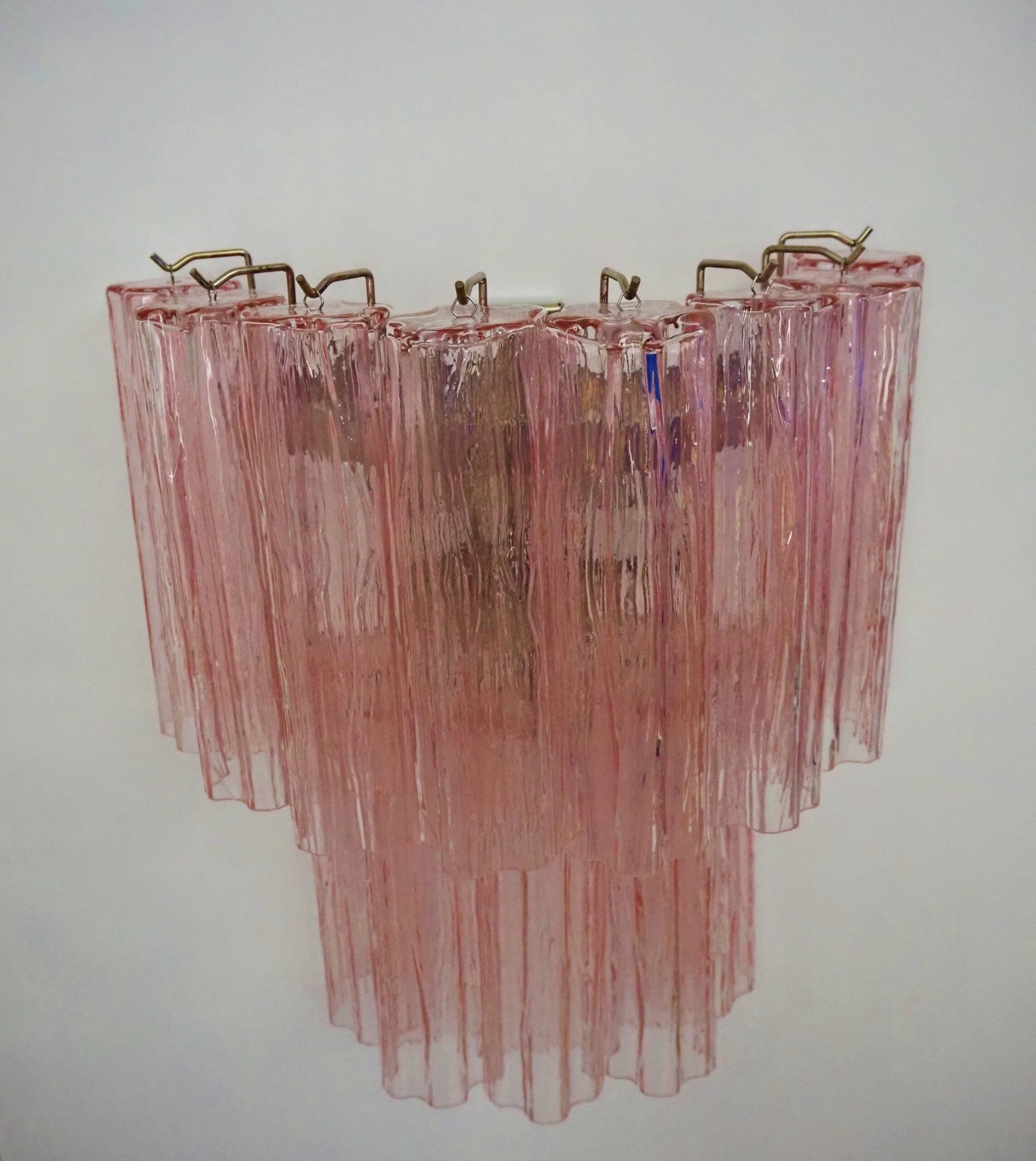 Murano Vegglampe – 13 Rosa Glassrør – 2 stk – detalj 2 – Murano Classics