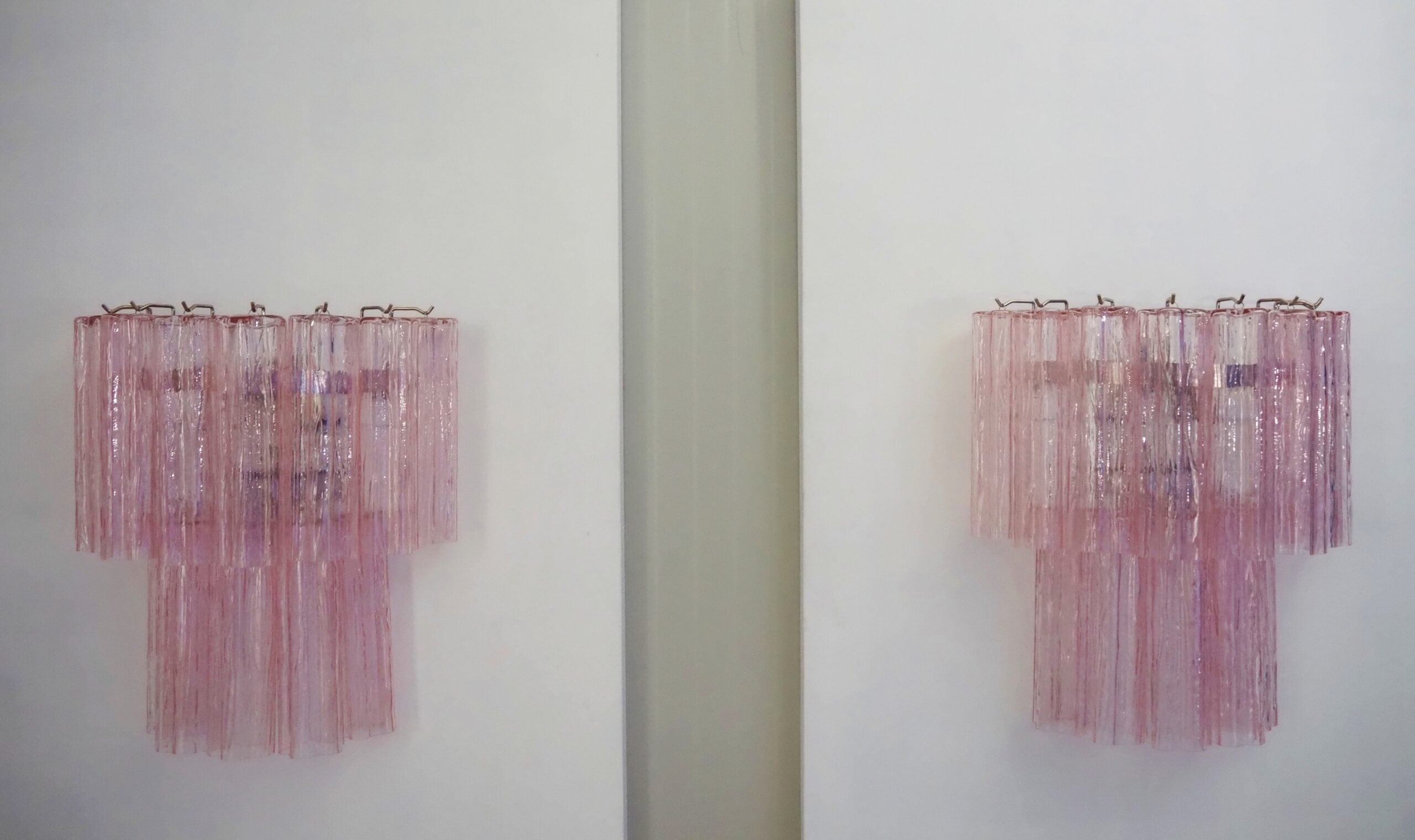 Murano Vegglampe – 13 Rosa Glassrør – 2 stk – detalj 4 – Murano Classics