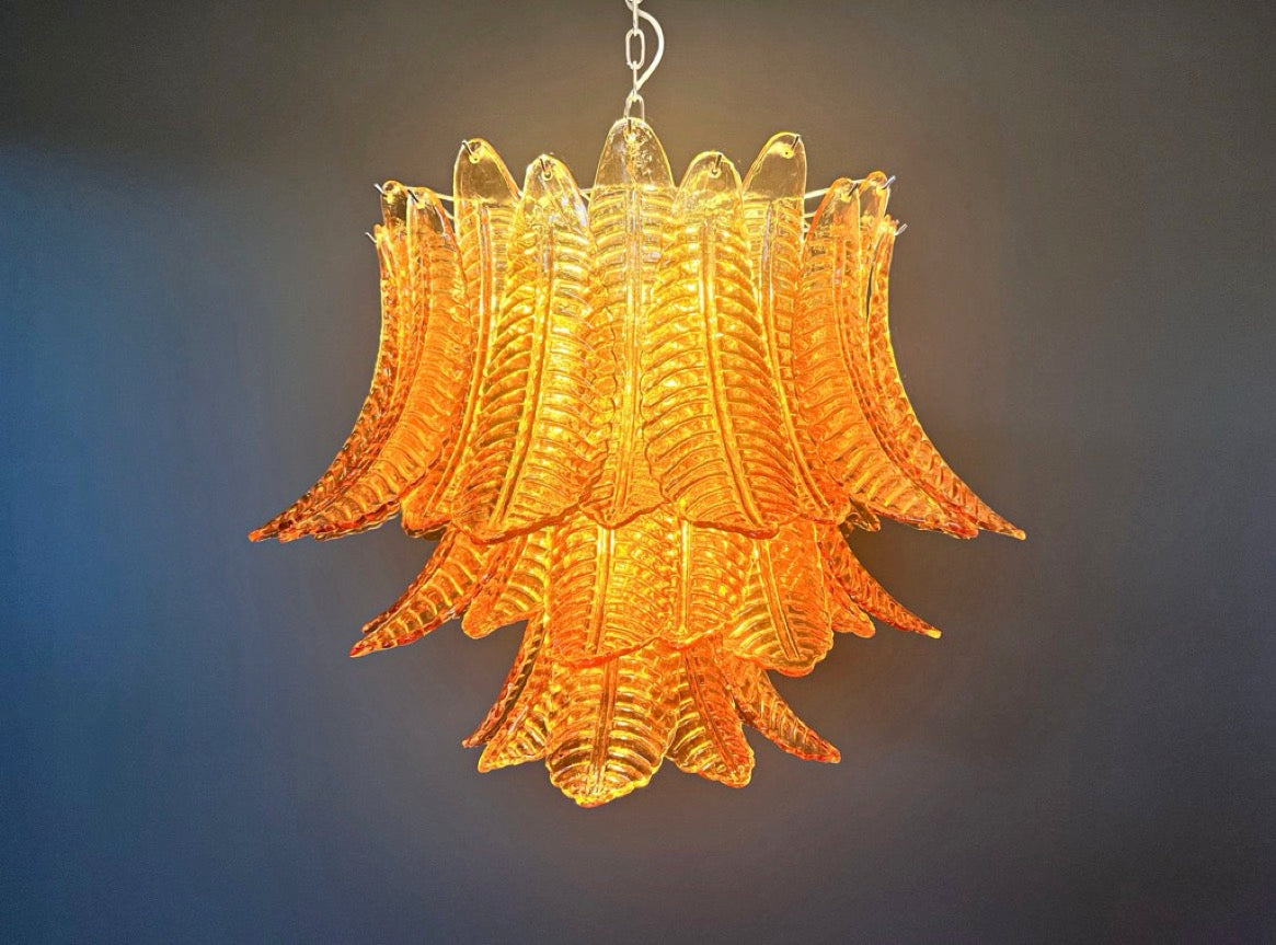 Murano Lysekrone – 48 Gule Felciglass – detalj 5 – Murano Classics