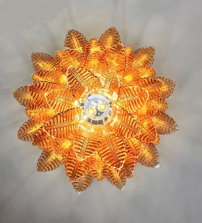 Murano Lysekrone – 48 Gule Felciglass – detalj 1 – Murano Classics