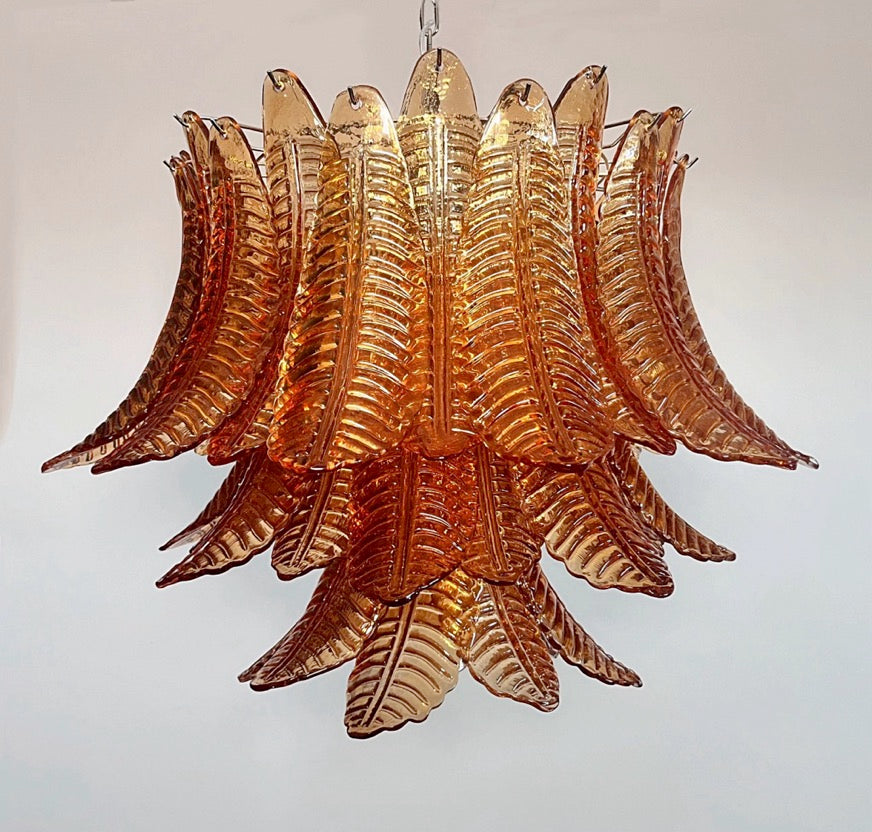 Murano Lysekrone – 48 Gule Felciglass – detalj 2 – Murano Classics