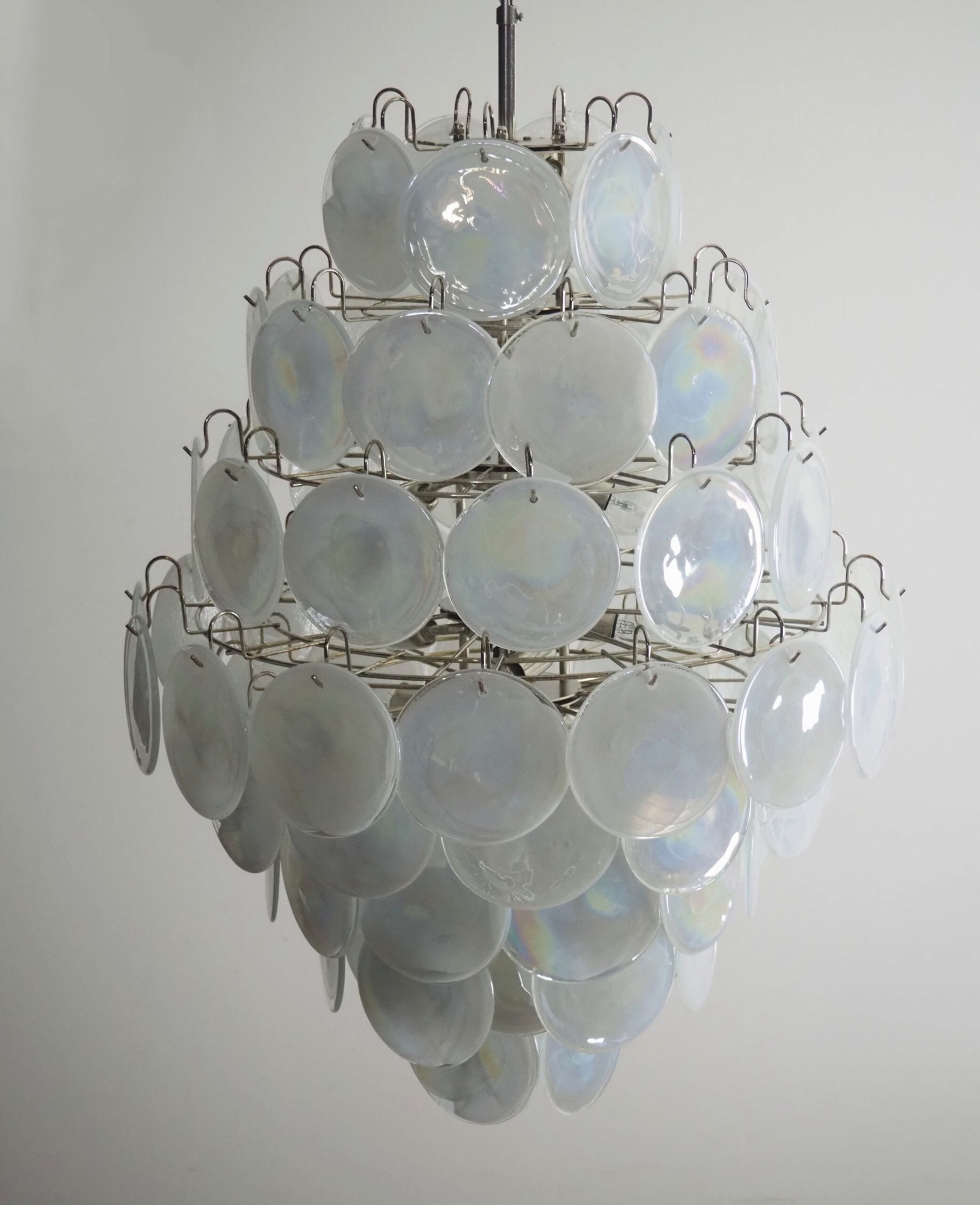 Murano Lysekrone – 87 Hvite Glassdisker – detalj 9 – Murano Classics