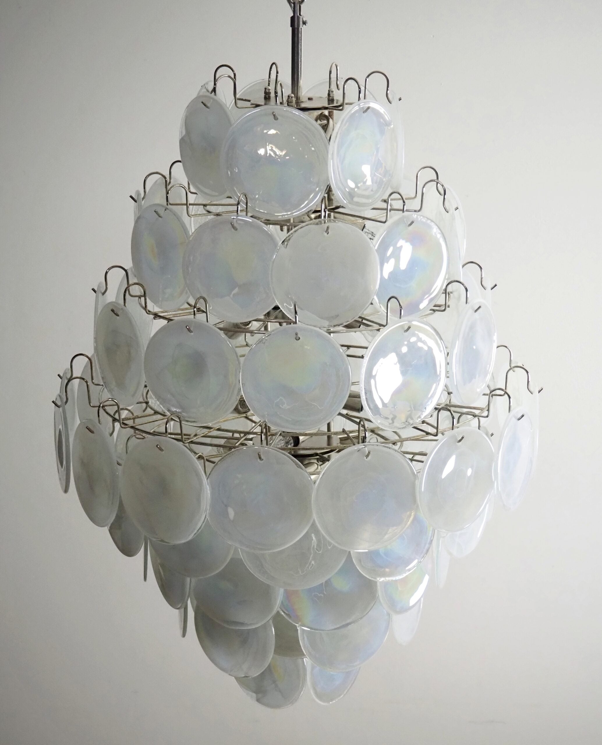 Murano Lysekrone – 87 Hvite Glassdisker – detalj 8 – Murano Classics