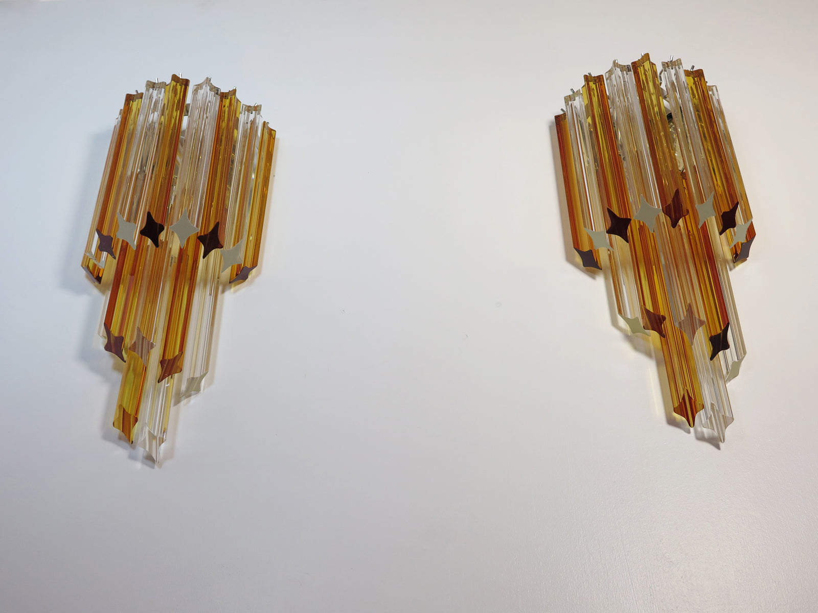 Murano Vegglampe – 32 Klare Gule Prismeglass – 2 stk – detalj 9 – Murano Classics