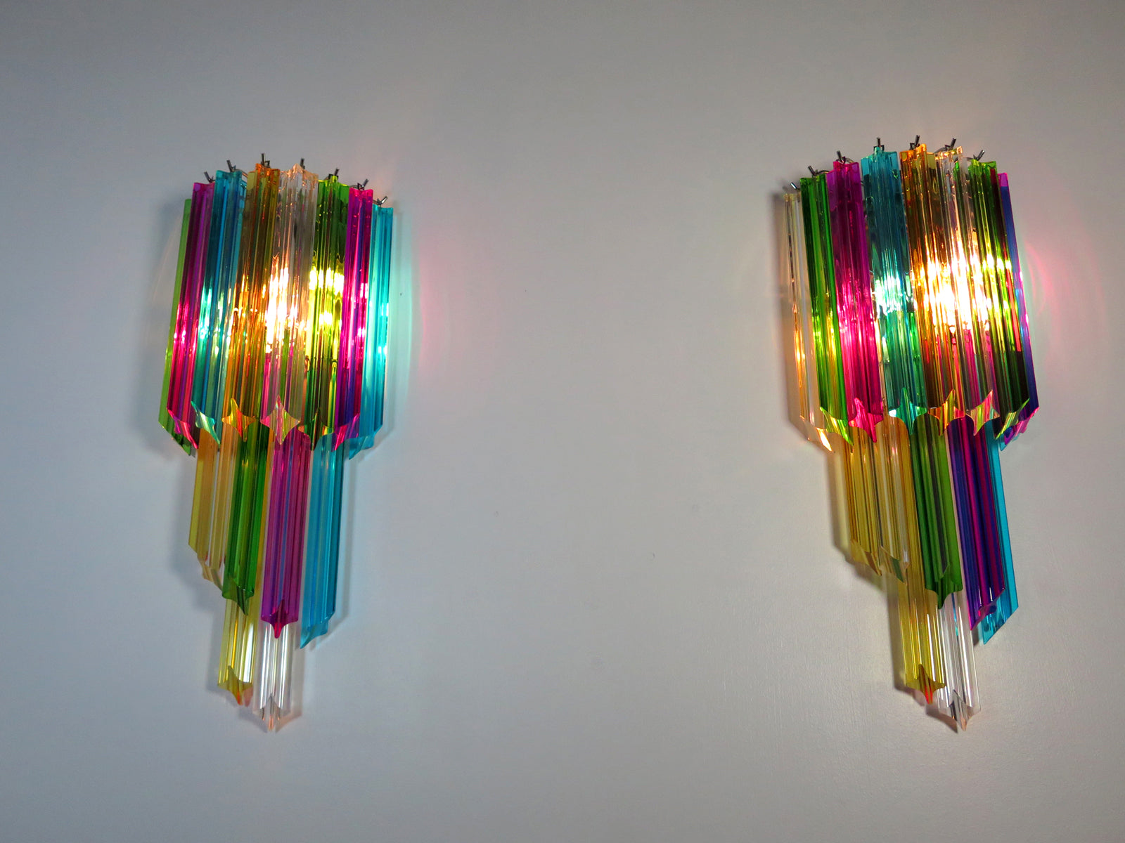 Murano Vegglampe – 32 Multifarge Prismeglass – 2 stk – detalj 9 – Murano Classics