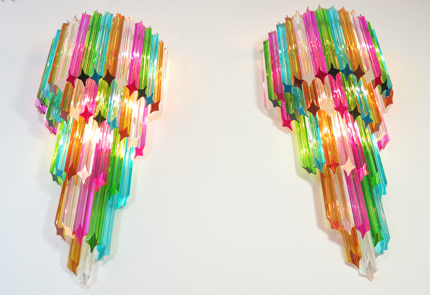 Murano Vegglampe – 41 Multifarge Prismeglass – 2 stk – detalj 10 – Murano Classics
