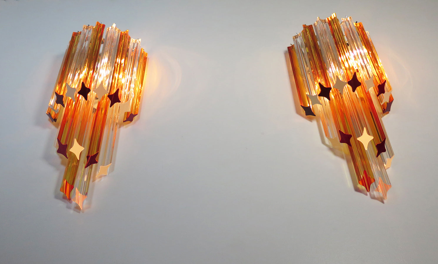 Murano Vegglampe – 32 Klare Gule Prismeglass – 2 stk – detalj 2 – Murano Classics