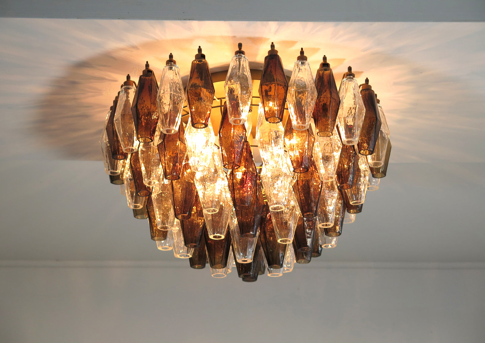 Murano Lysekrone – 84 Klare Røyk Poliedriglass – detalj 10 – Murano Classics