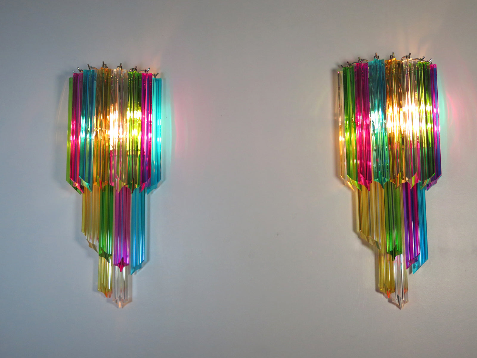 Murano Vegglampe – 32 Multifarge Prismeglass – 2 stk – detalj 11 – Murano Classics