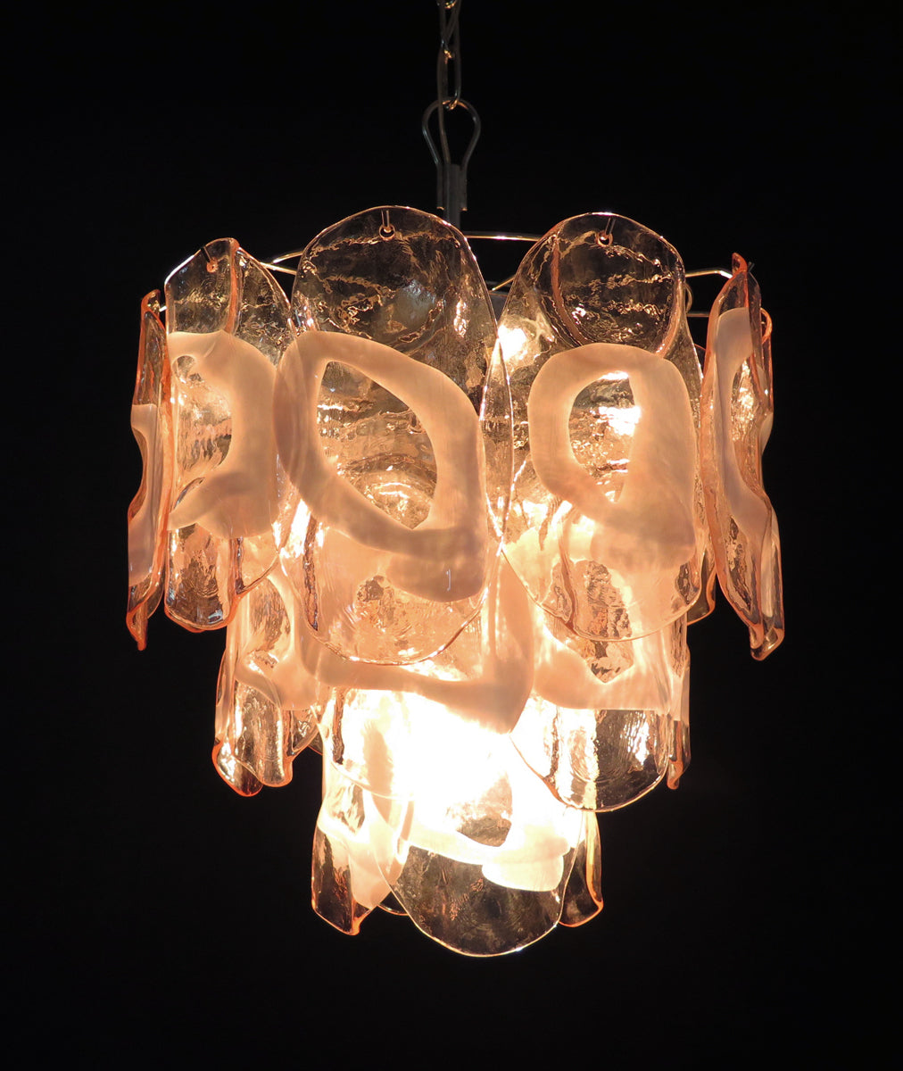 Murano Lysekrone – 23 Rosa Crostoliglass – detalj 5 – Murano Classics