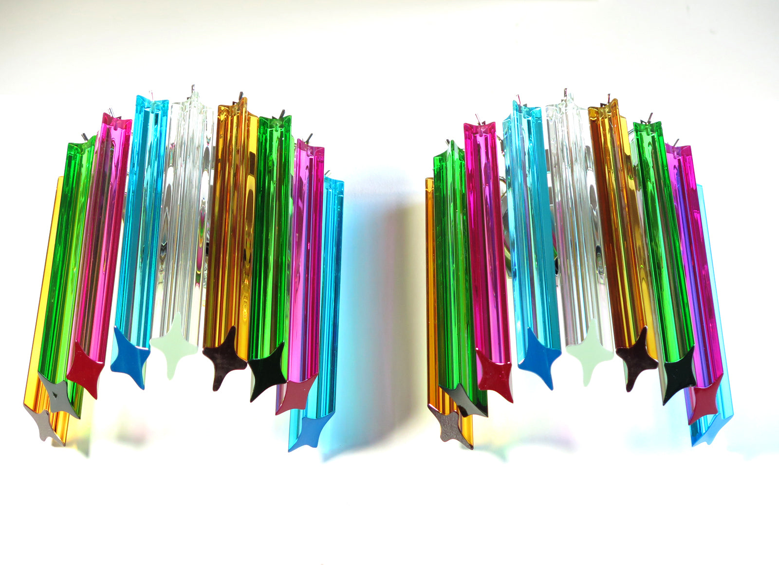 Murano Vegglampe | 9 Multifarge Prismeglass | 2 stk
