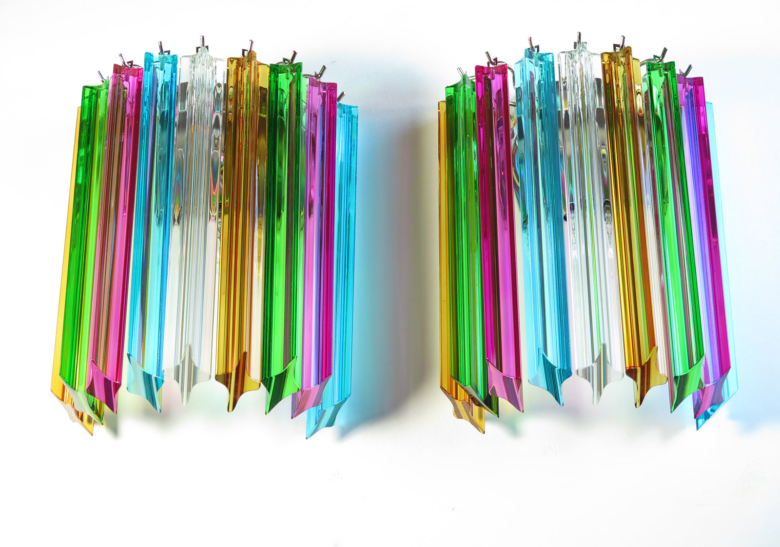Murano Vegglampe | 9 Multifarge Prismeglass | 2 stk