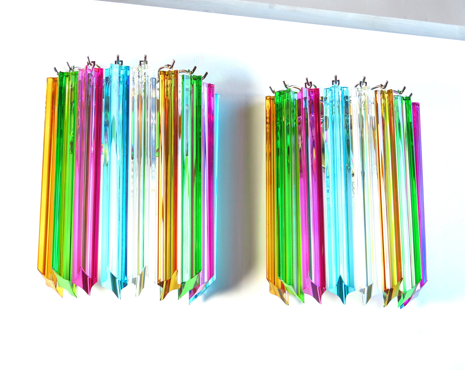 Murano Vegglampe | 9 Multifarge Prismeglass | 2 stk