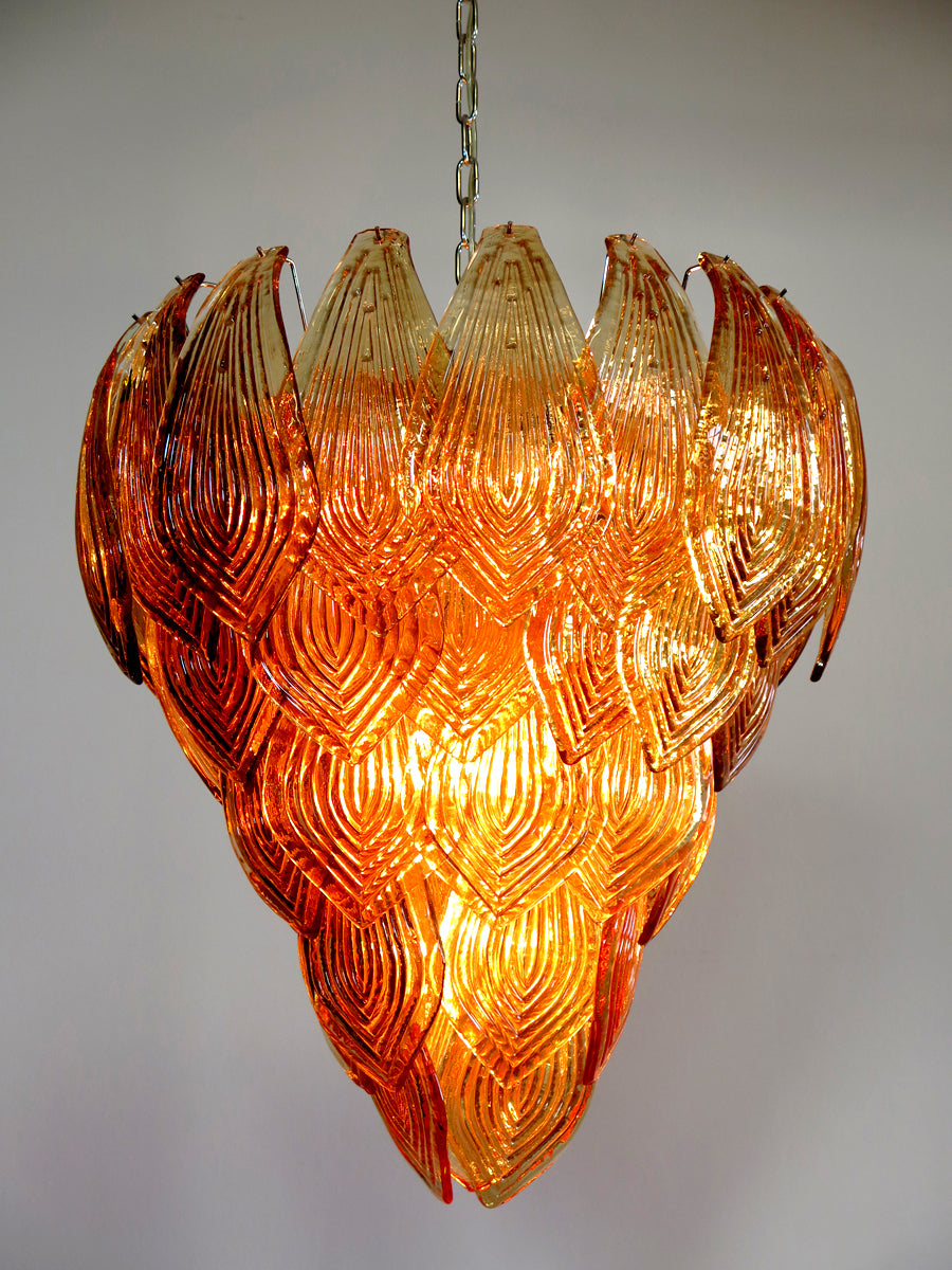 Murano Lysekrone – 52 Gule Felciglass – detalj 10 – Murano Classics
