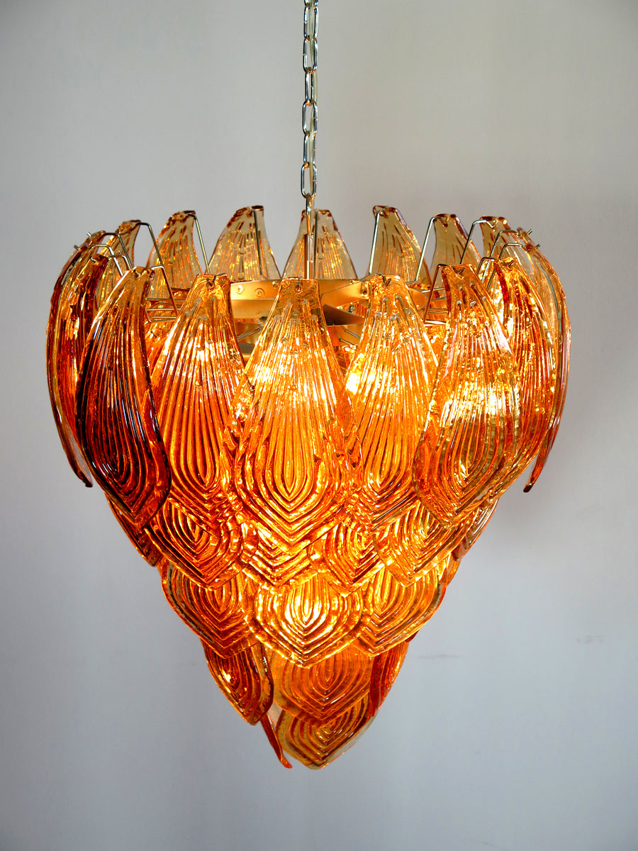 Murano Lysekrone – 52 Gule Felciglass – detalj 2 – Murano Classics