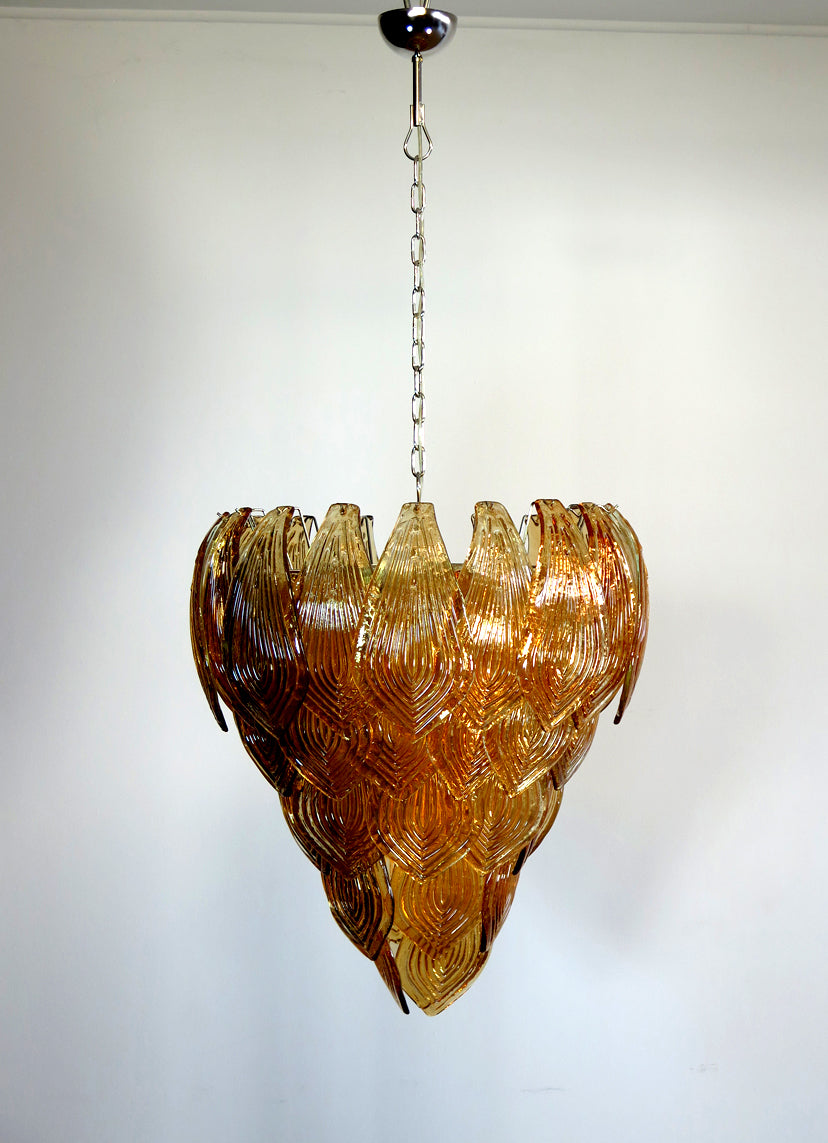 Murano Lysekrone – 52 Gule Felciglass – detalj 3 – Murano Classics