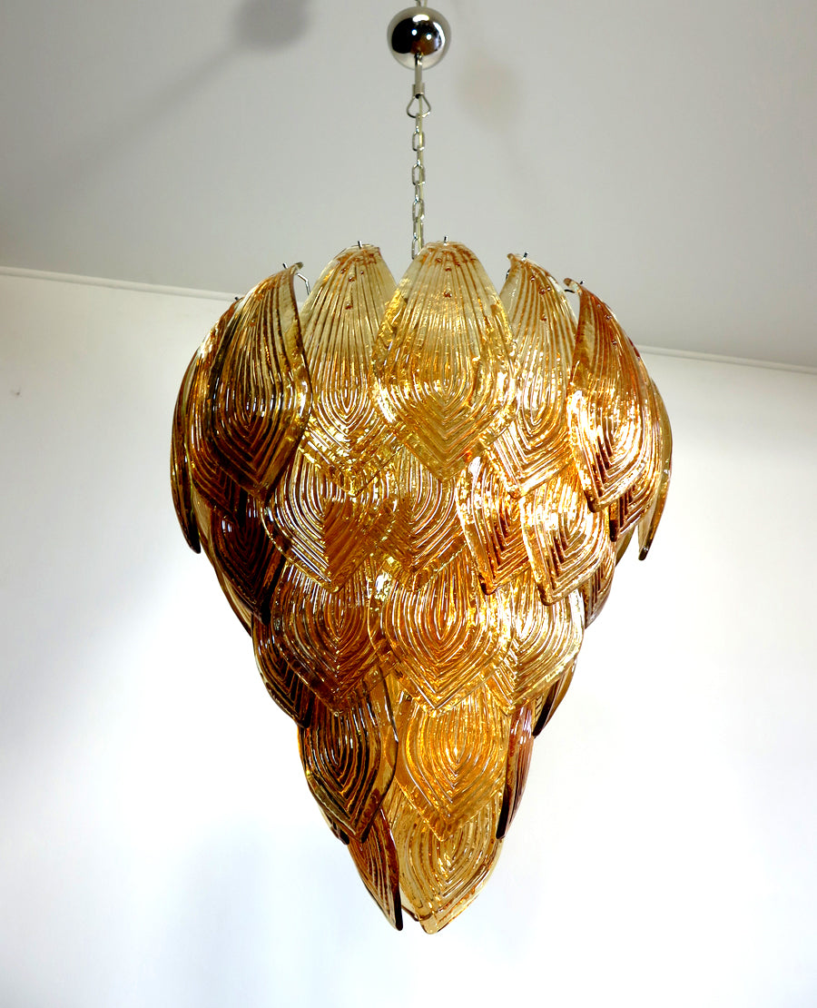 Murano Lysekrone – 52 Gule Felciglass – detalj 4 – Murano Classics