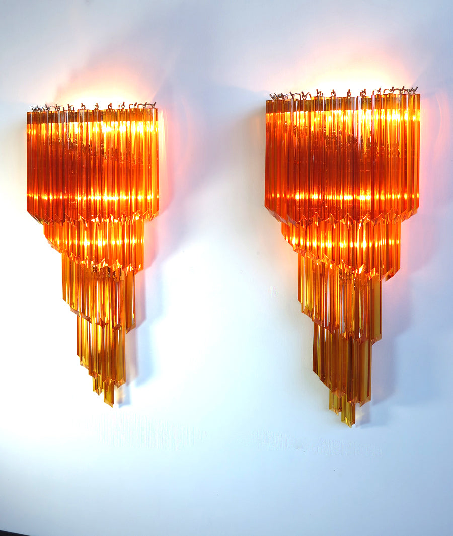 Murano Vegglampe | 41 Gule Prismeglass | 2 stk